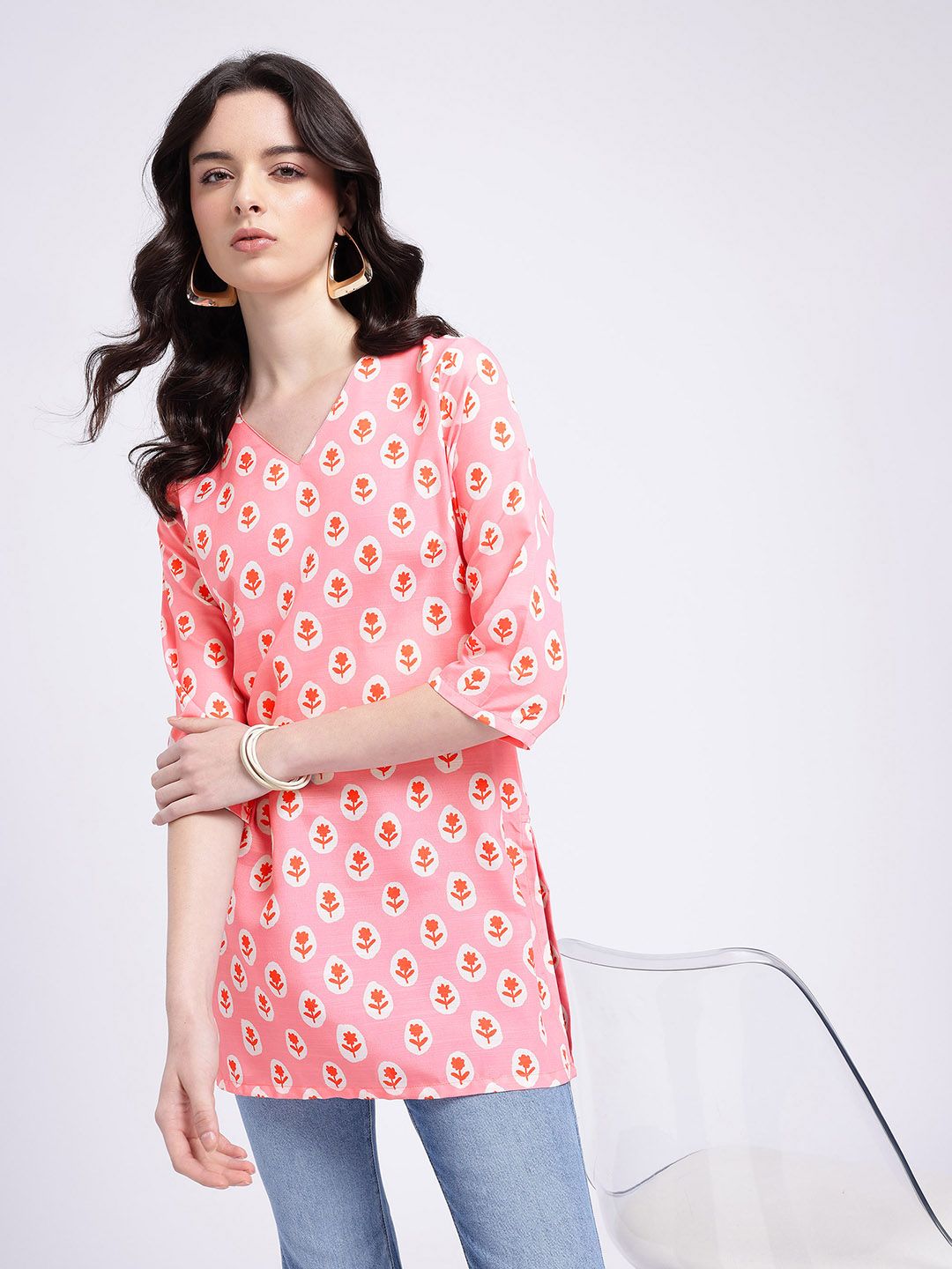 Anouk Rustic Floral Printed V-Neck Kurti-picture-29