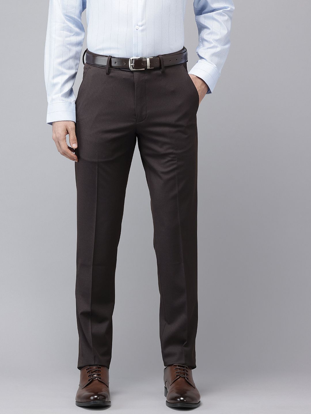 Van Heusen Men Textured Slim Fit Formal Trousers-picture-31