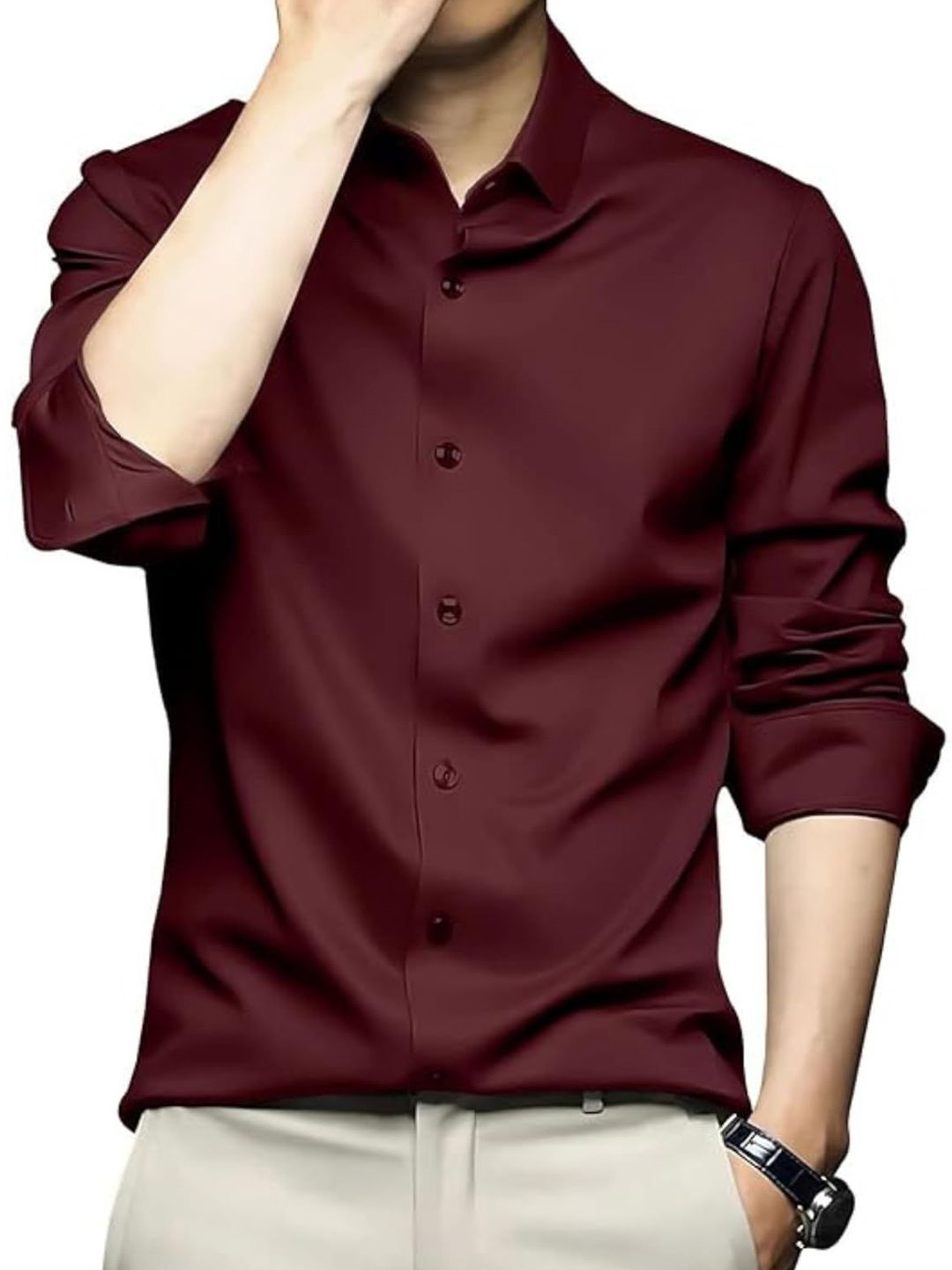 Deelmo Spread Collar Satin Silk Formal Shirt-picture-18