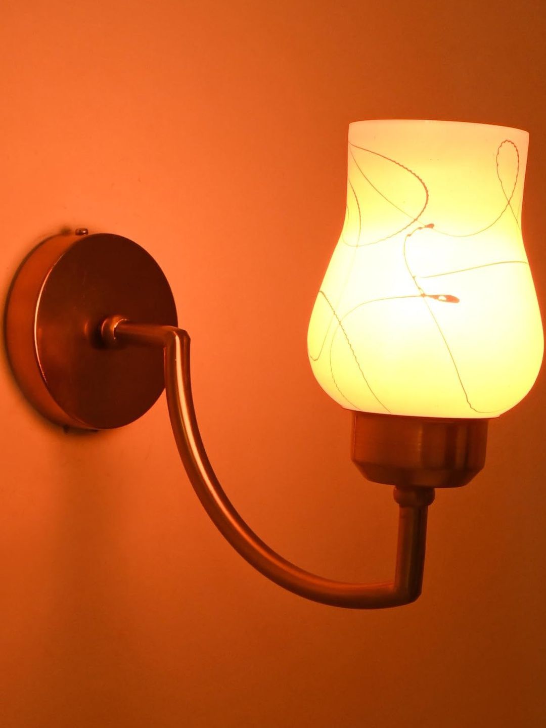 1ST TIME Orange & White Printed Cylinder Shaped Wall Lamp-picture-19