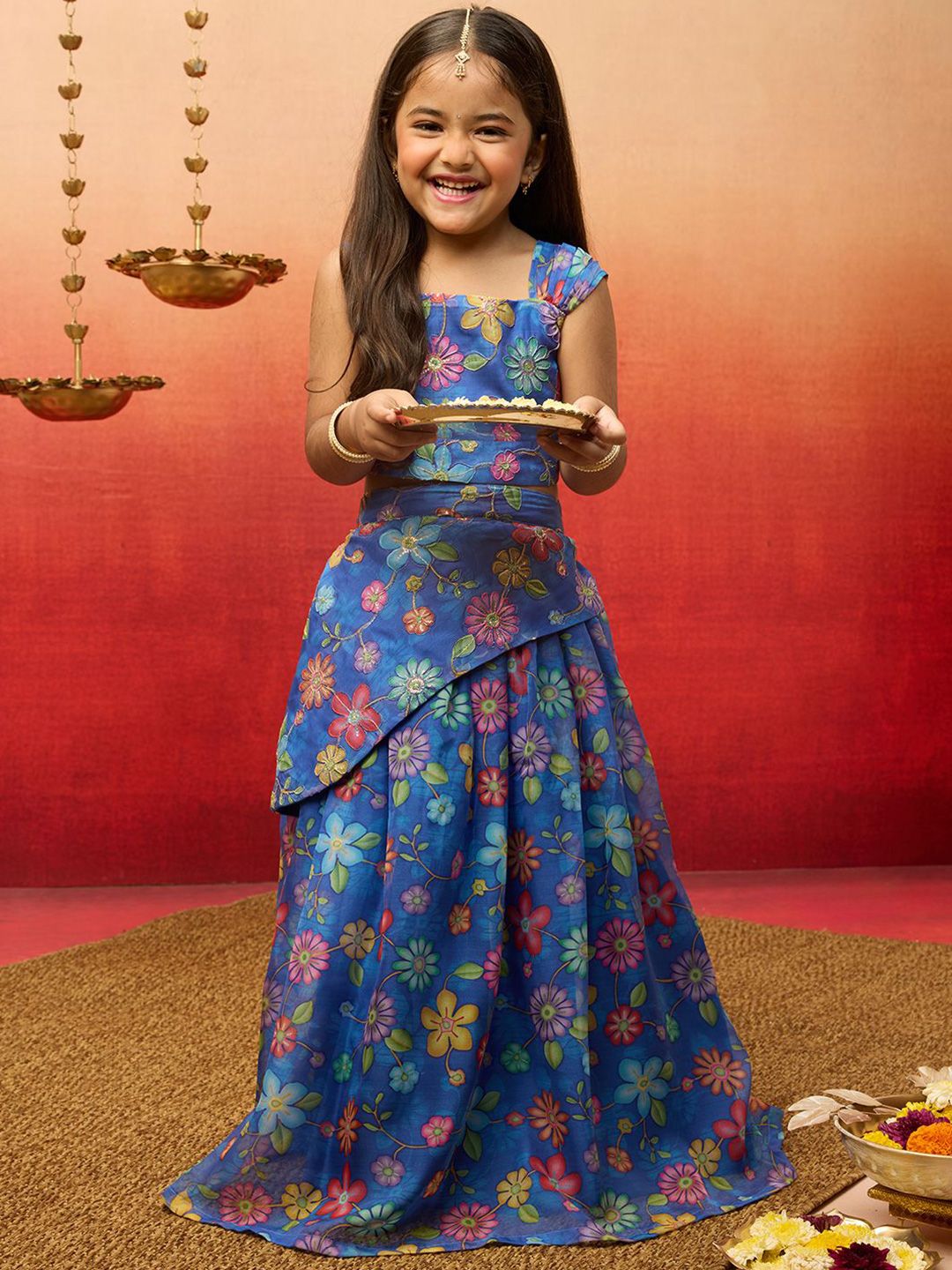 VASTRAMAY Girls Embroidered Thread Work Ready to Wear Lehenga & Choli-picture-51