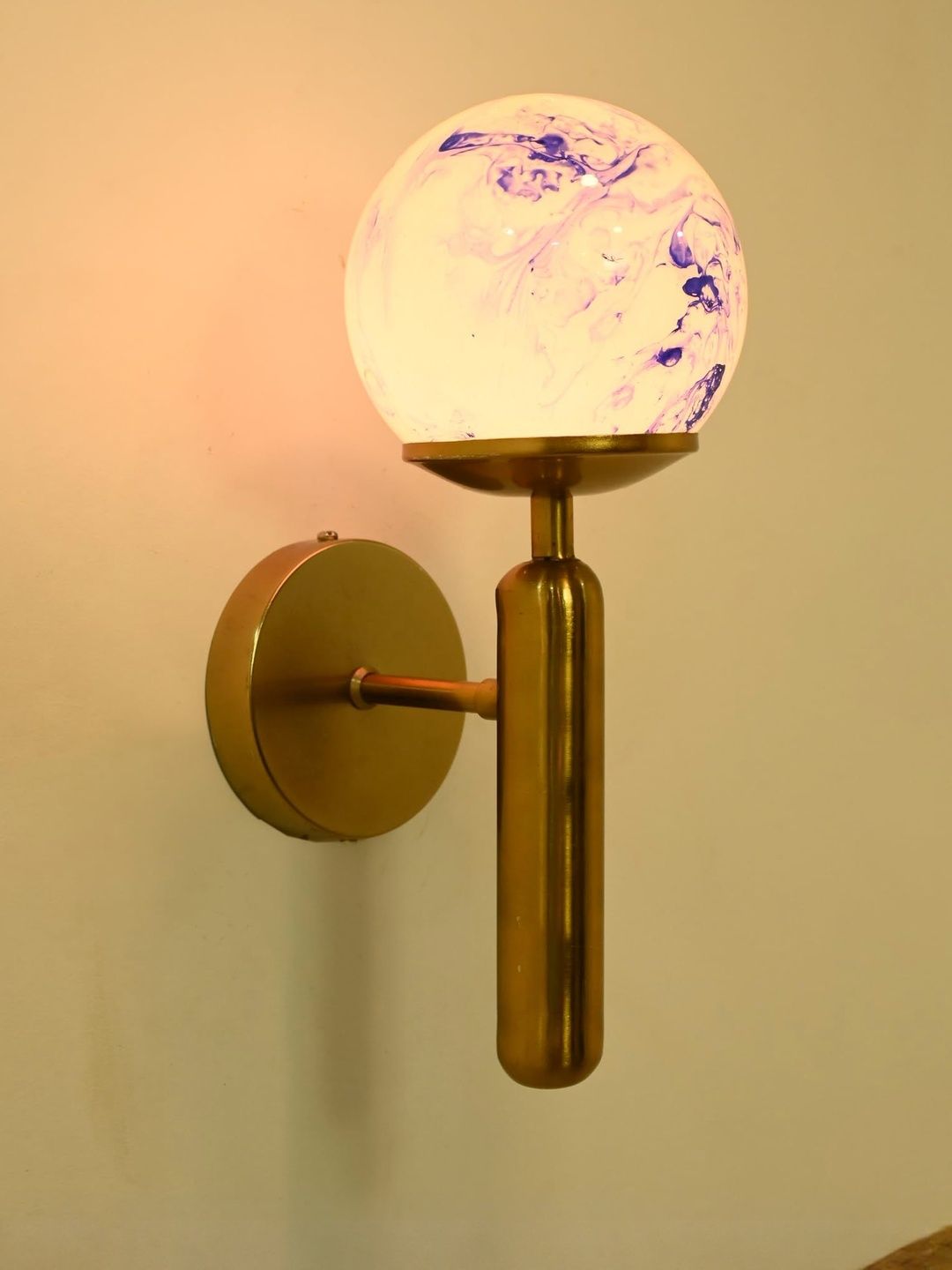 1ST TIME Blue & White Printed Glass Traditional Cylinder Shaped Wall Lamp-picture-37