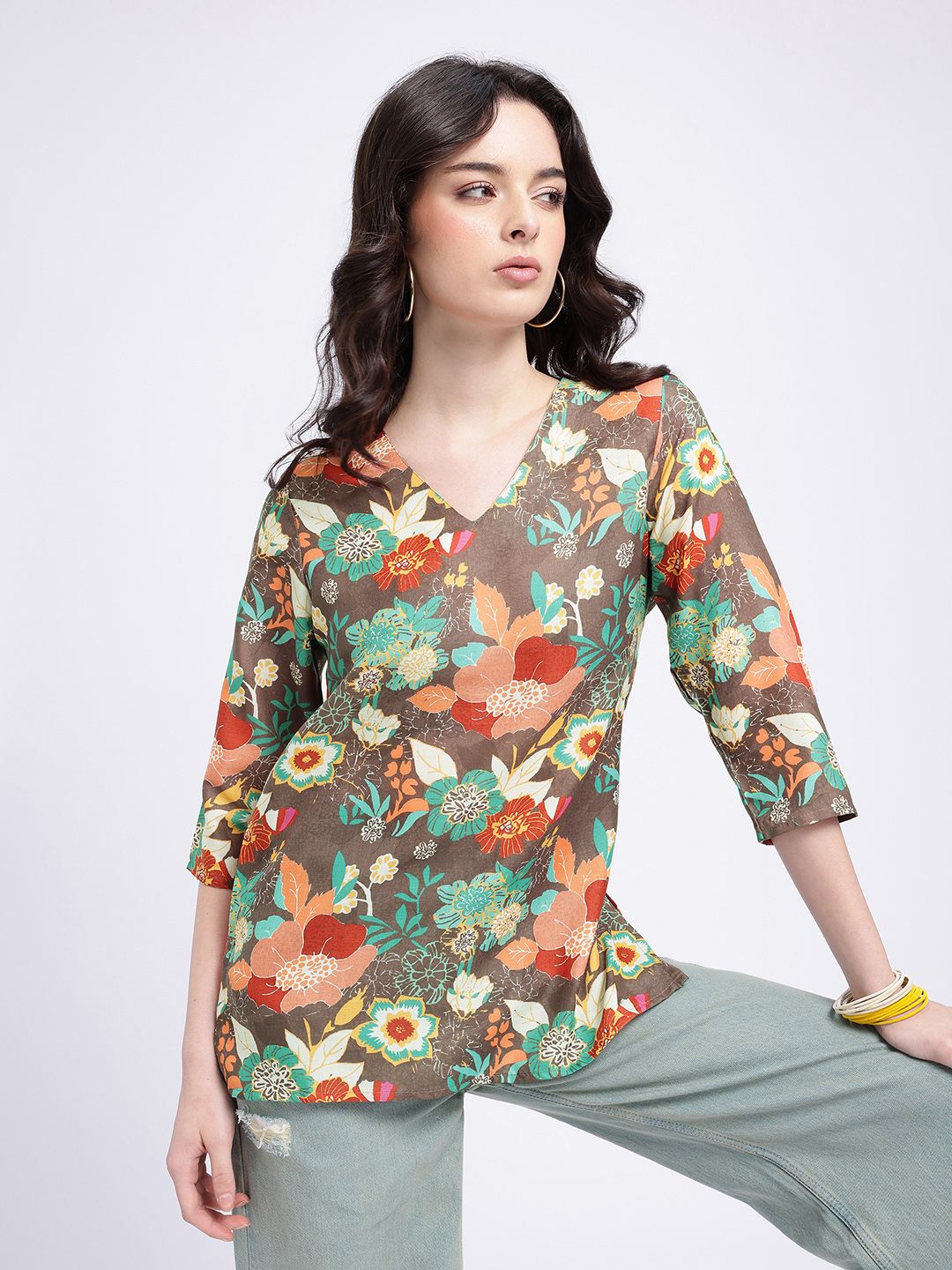 Anouk Rustic Floral Print Short Kurti-image-37