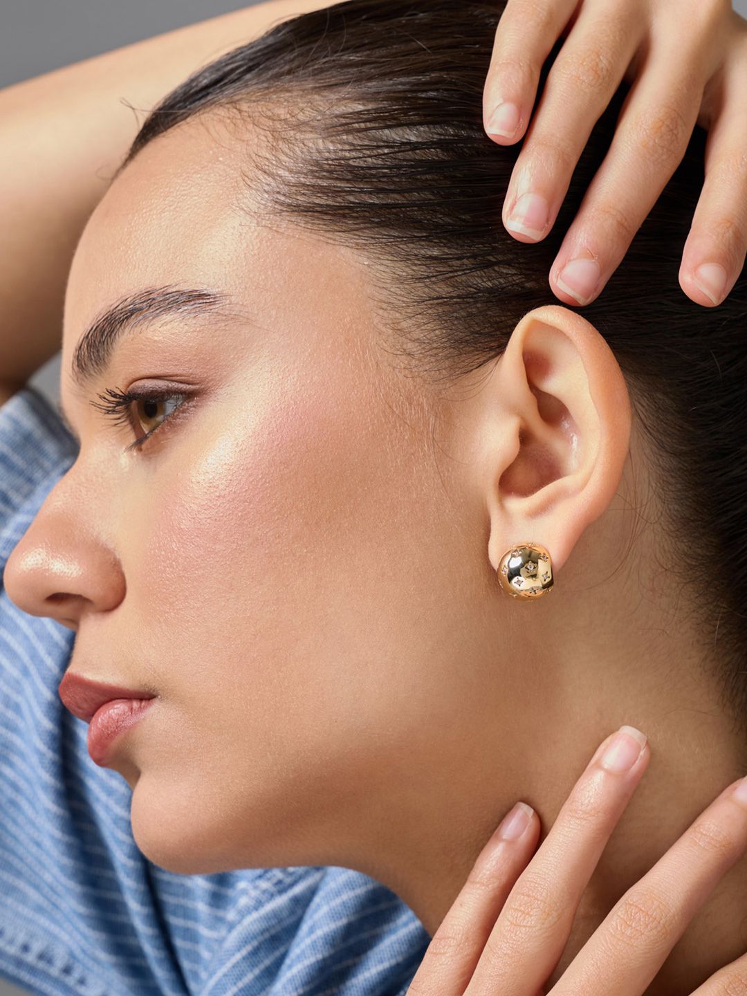 Kushal's Fashion Jewellery Gold-Plated Zircon Contemporary Studs Earrings-picture-36