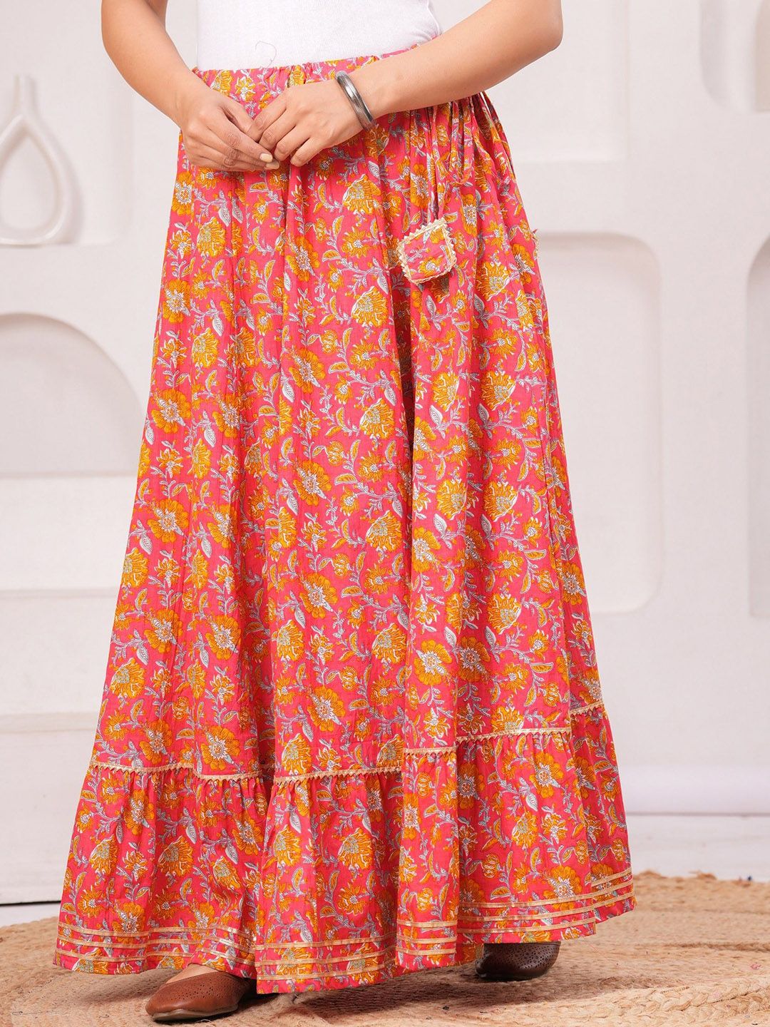 Clothy N Wave Printed Flared Maxi Skirt-image-13