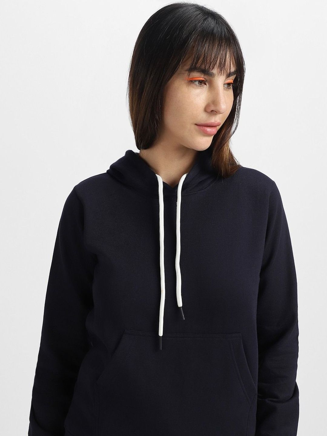 Roadster Women Cotton Fleece Full Sleeve Navy Blue Hoodie-picture-27