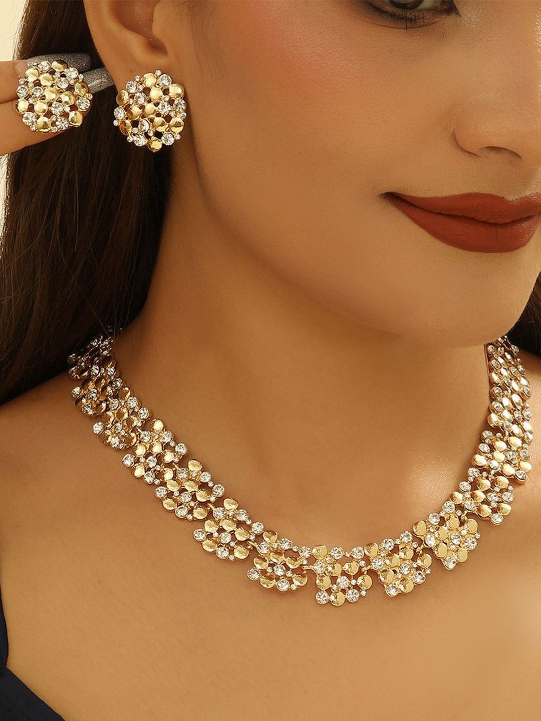 Shining Diva Fashion Gold-Plated Crystals Studded Jewellery Set-picture-19