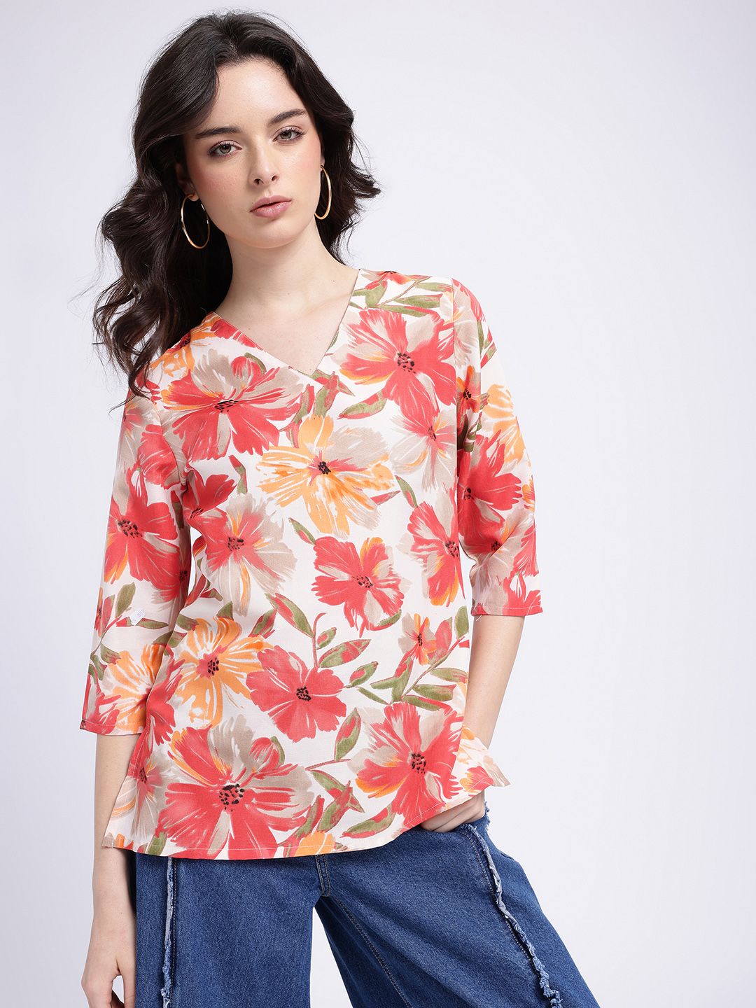Anouk Rustic Floral Print Short Kurti-image-38