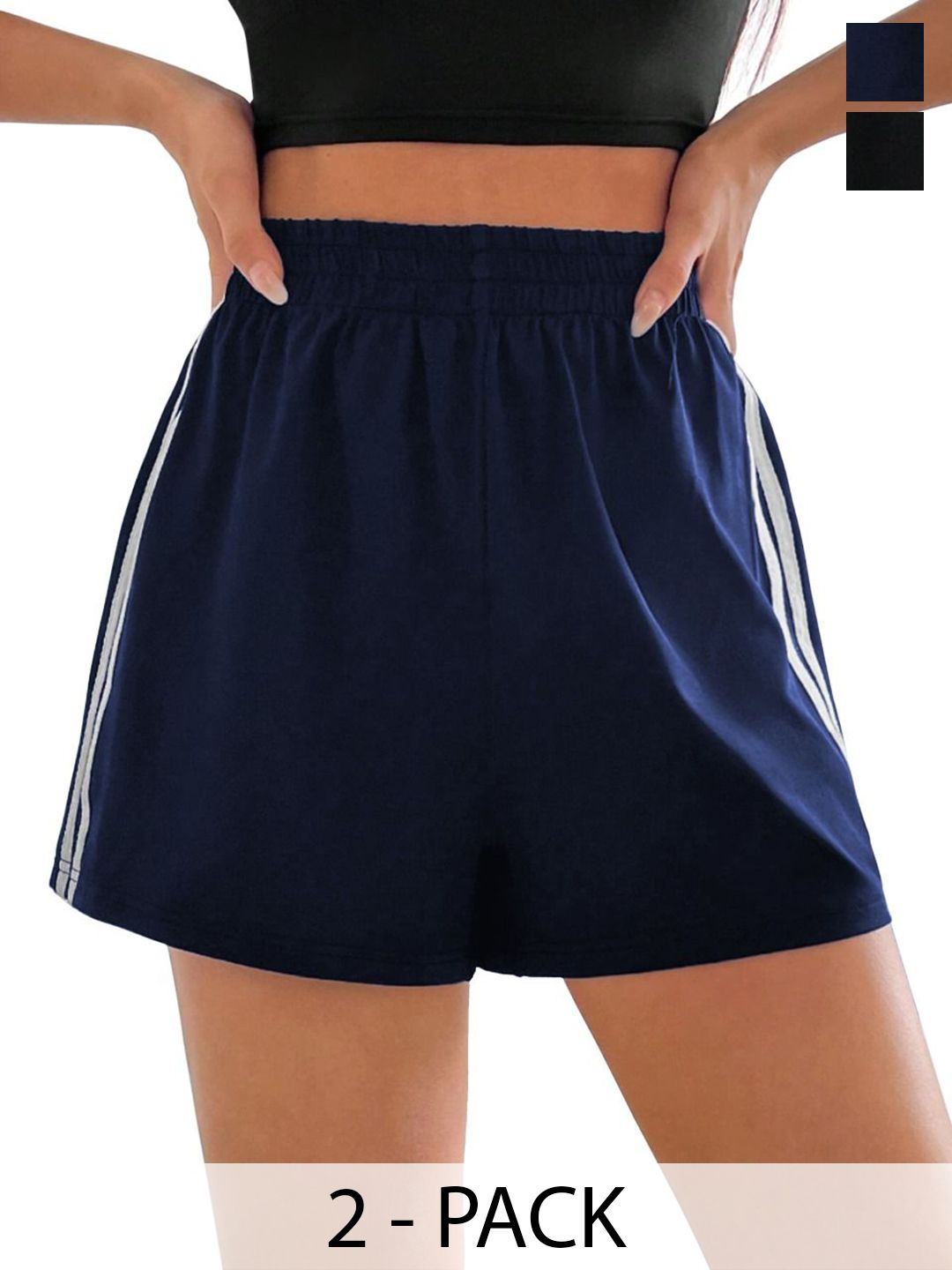 RIZIMCLOTHING Women Pack Of 2 Regular Fit High-Rise Shorts-picture-50