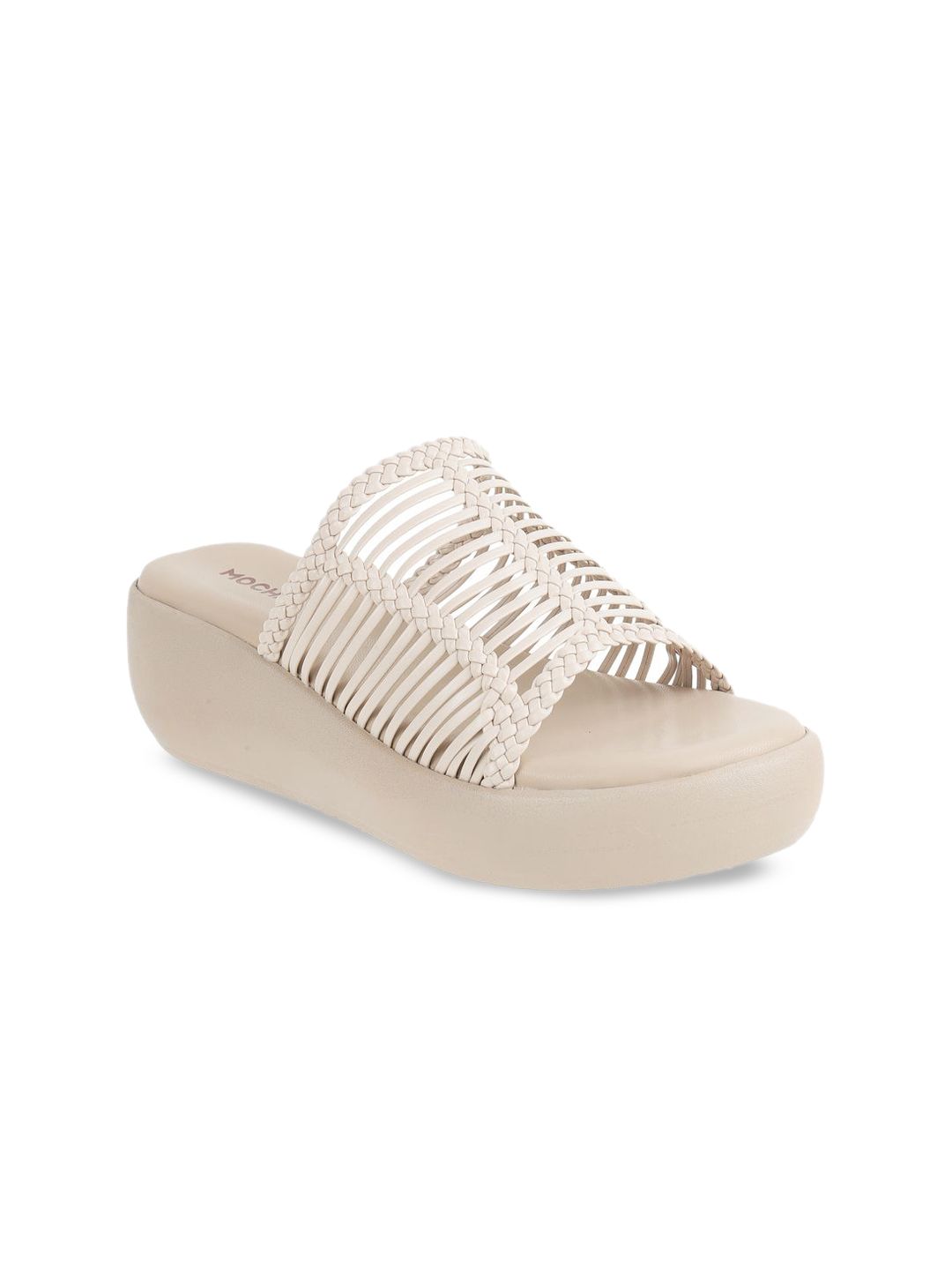 Mochi Women Textured Open Toe Flatform Sandals-picture-15