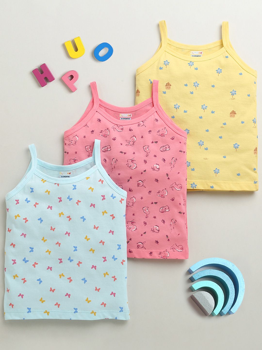 BUMZEE Girls Pack Of 3 Printed Cotton Slips-image-24