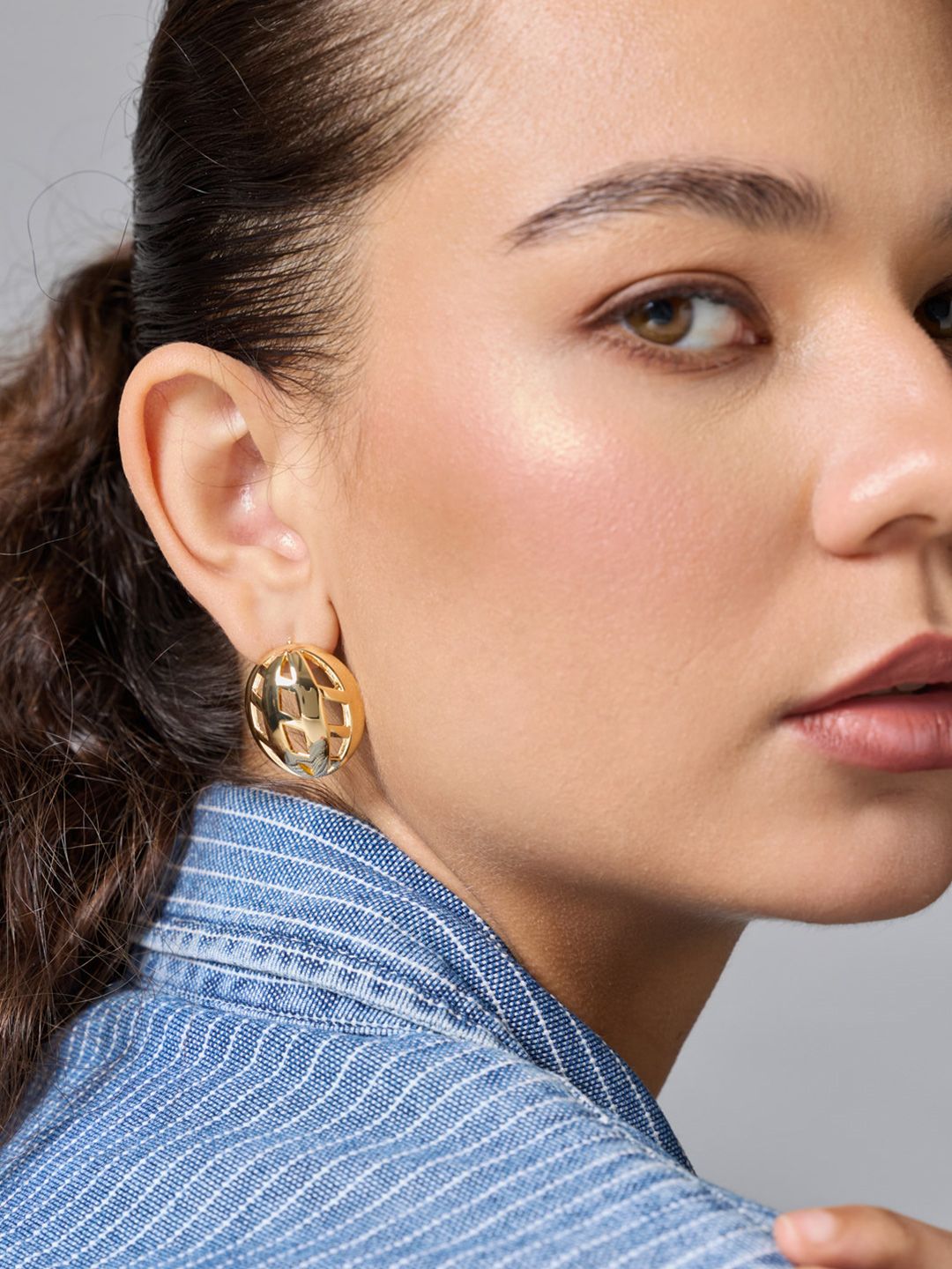 Kushal's Fashion Jewellery Gold-Plated Zircon Studded Classic Studs-picture-14