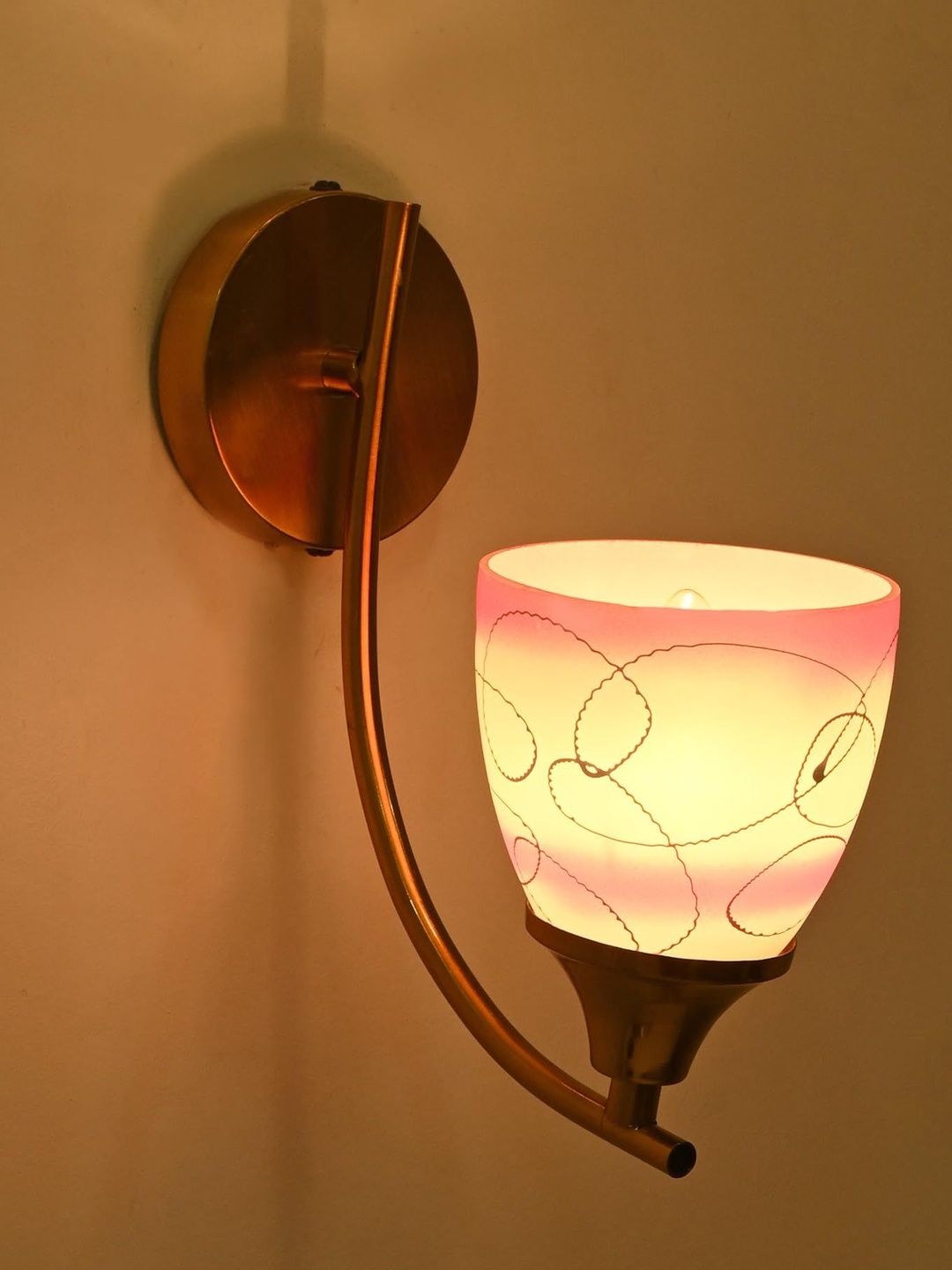 1ST TIME Pink & White Printed Glass Traditional Cylinder Shaped Wall Lamp-picture-22