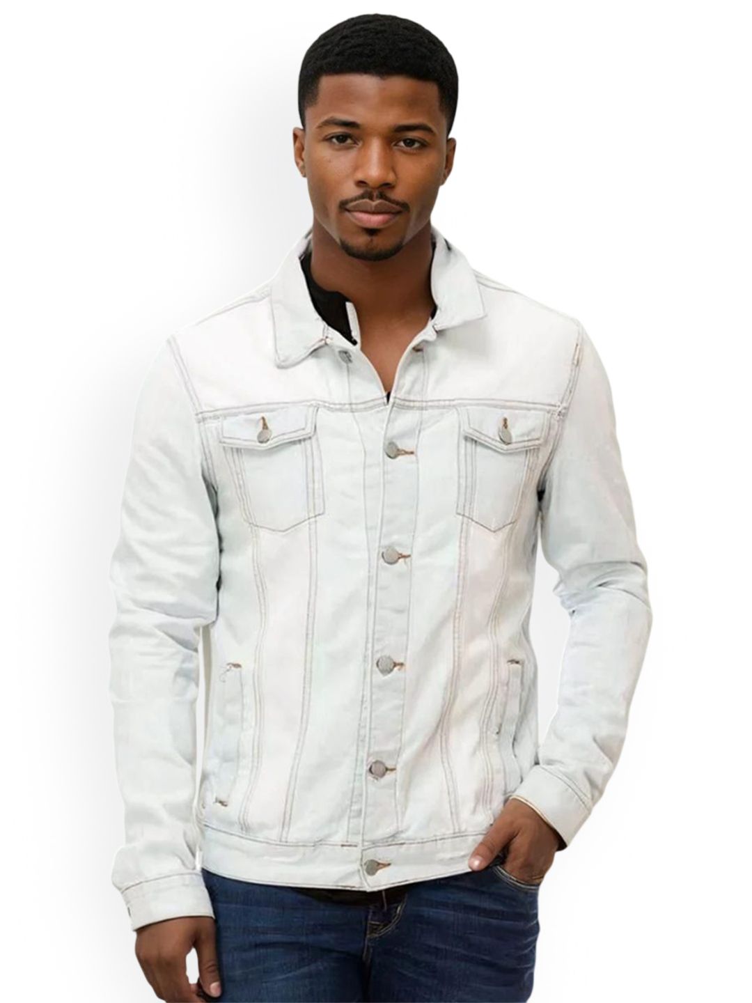 Kotty Men Spread Collar Solid Denim Jacket-picture-25