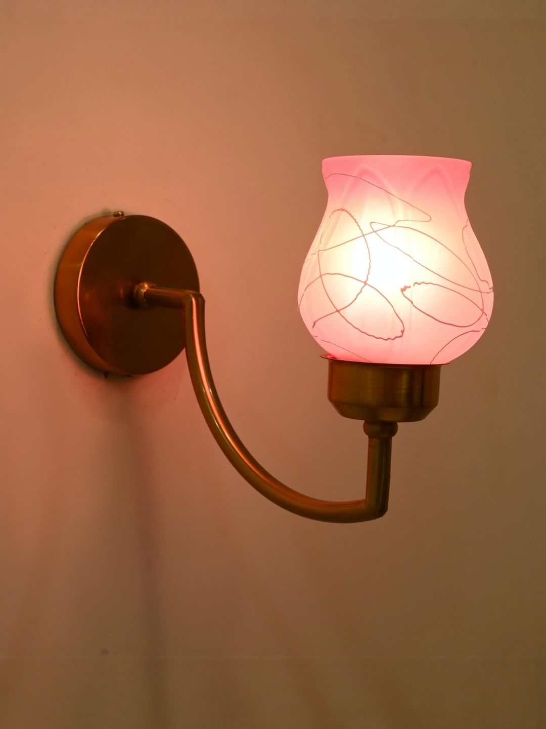 1ST TIME Pink & White Printed Glass Traditional Wall Lamp-picture-26