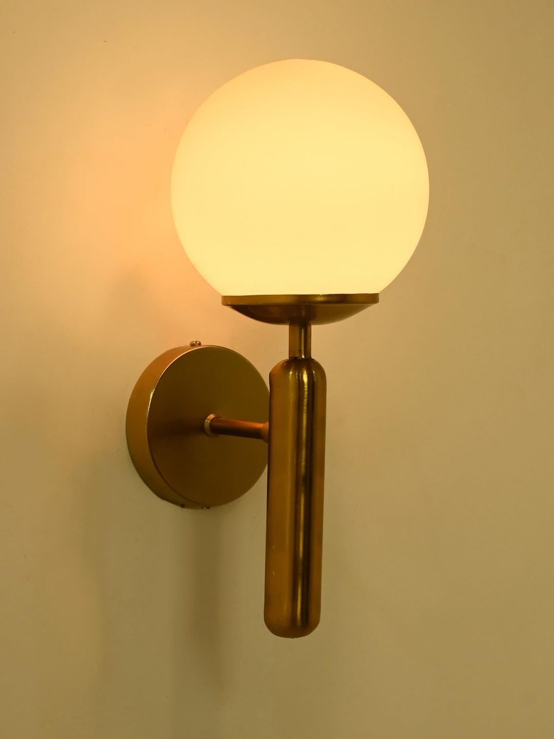 1ST TIME White & Gold-Toned Glass Contemporary Spherical Shaped Wall Lamp-picture-16