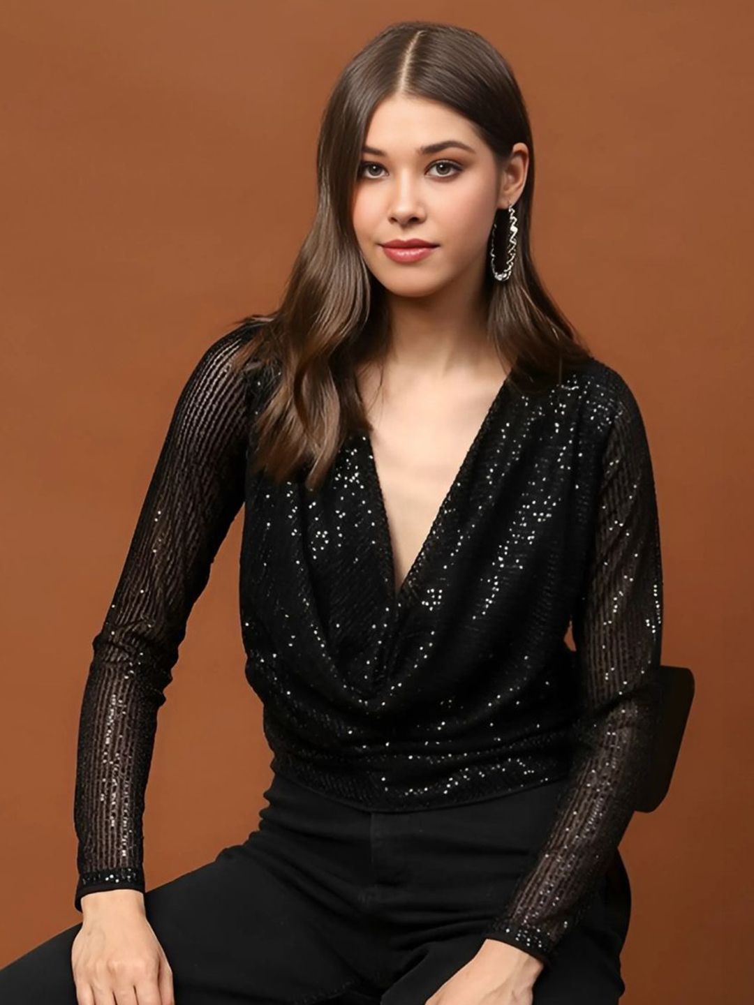 Sera Women Embellished Cowl Neck Top-picture-34