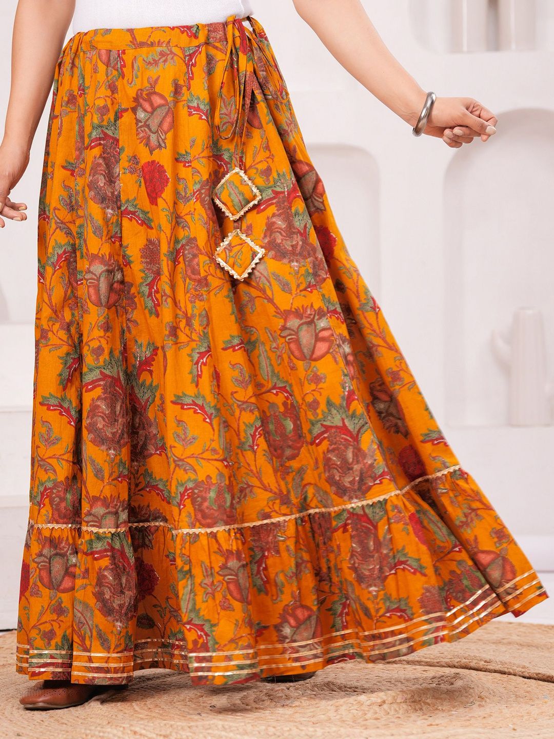 Clothy N Wave Floral Printed Maxi A-Line Skirt-image-33