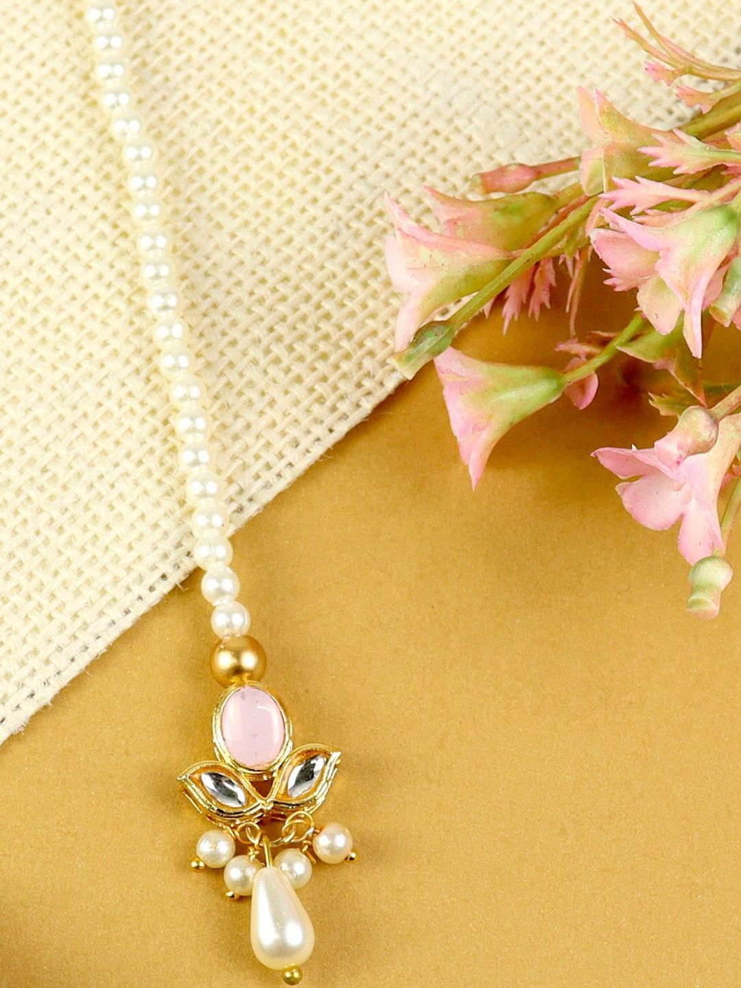 Asthetika Kids Girls Gold-Plated Kundan Studded Maang Tikka-picture-51