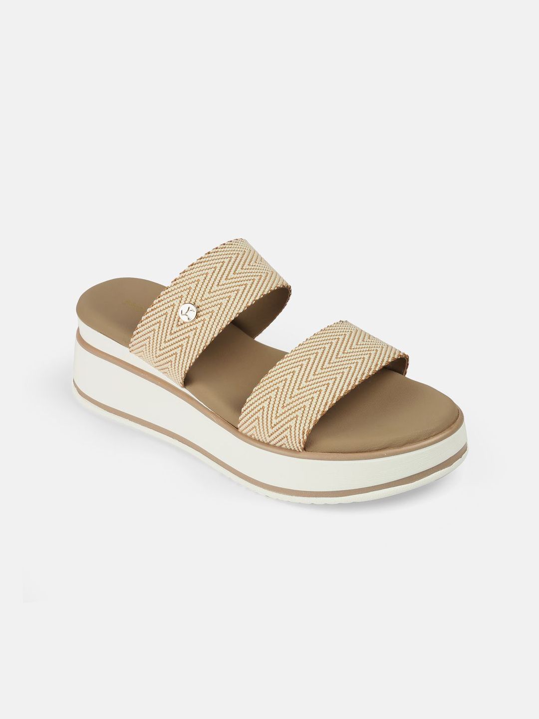 Mochi Women Striped Open Toe Flatform Sandals-picture-14