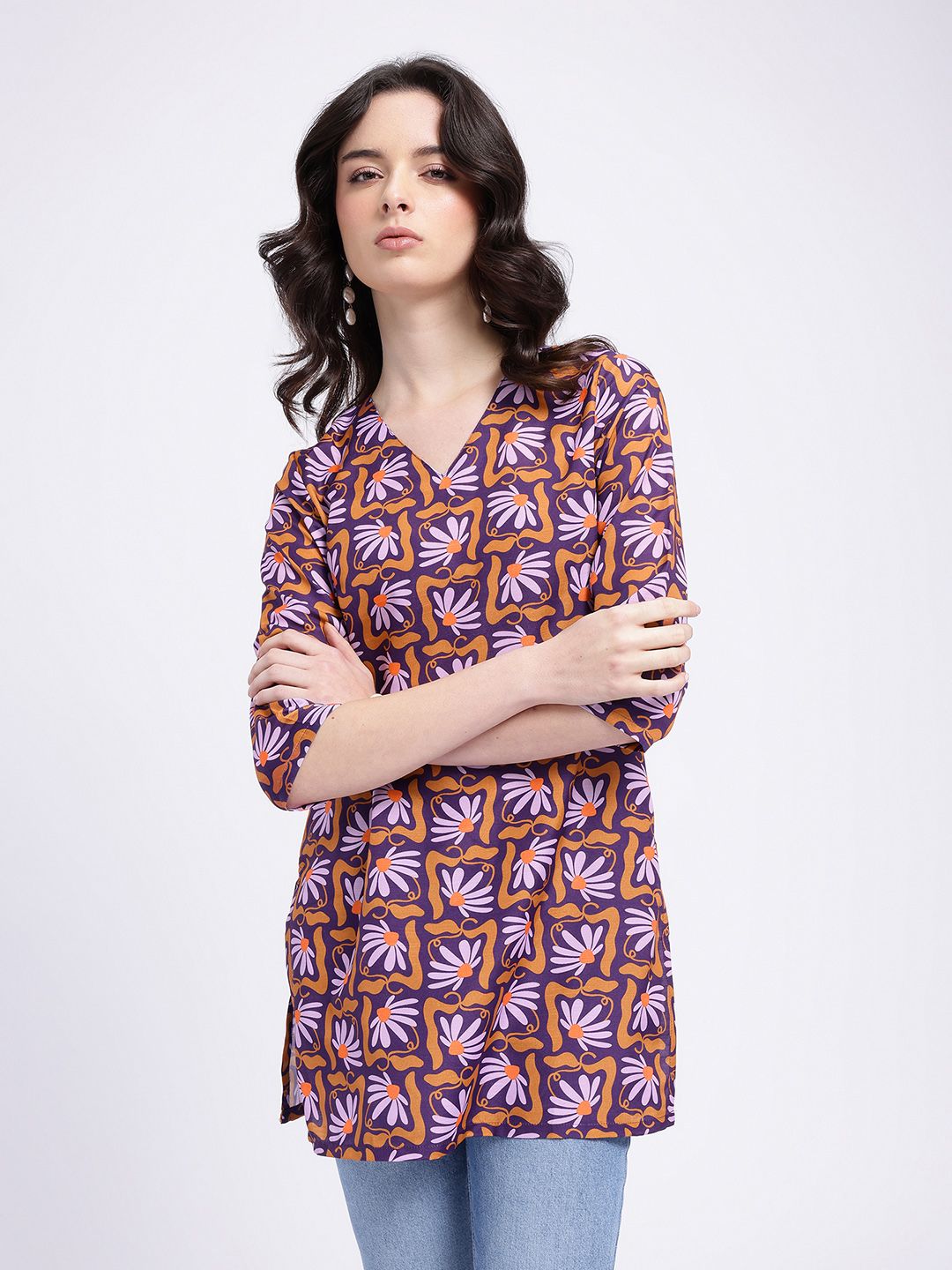 Anouk Rustic Floral Printed V-Neck Kurti-picture-33
