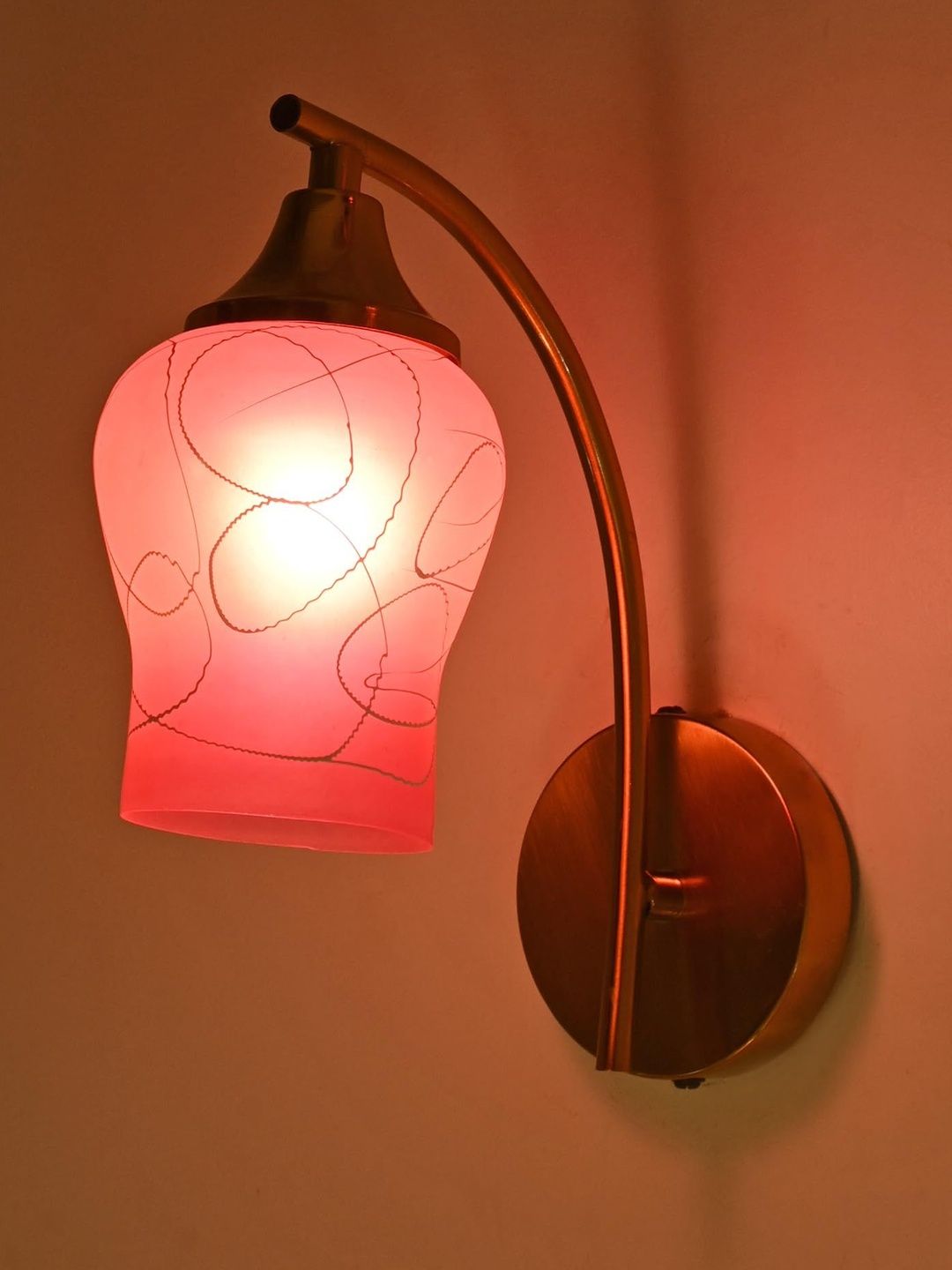 1ST TIME Pink & White Printed Glass Traditional Cylinder Wall Lamps Wall Lamps-picture-12