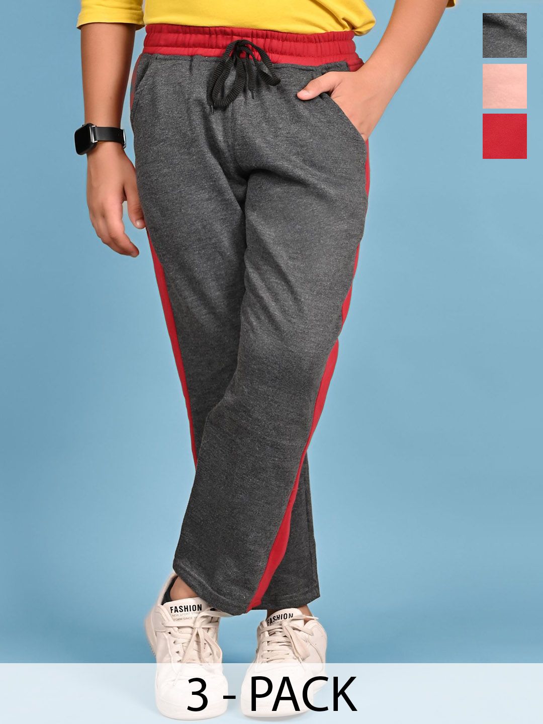 BAESD Boys Pack Of 3 Colorblocked Mid-Rise Track Pants-picture-42