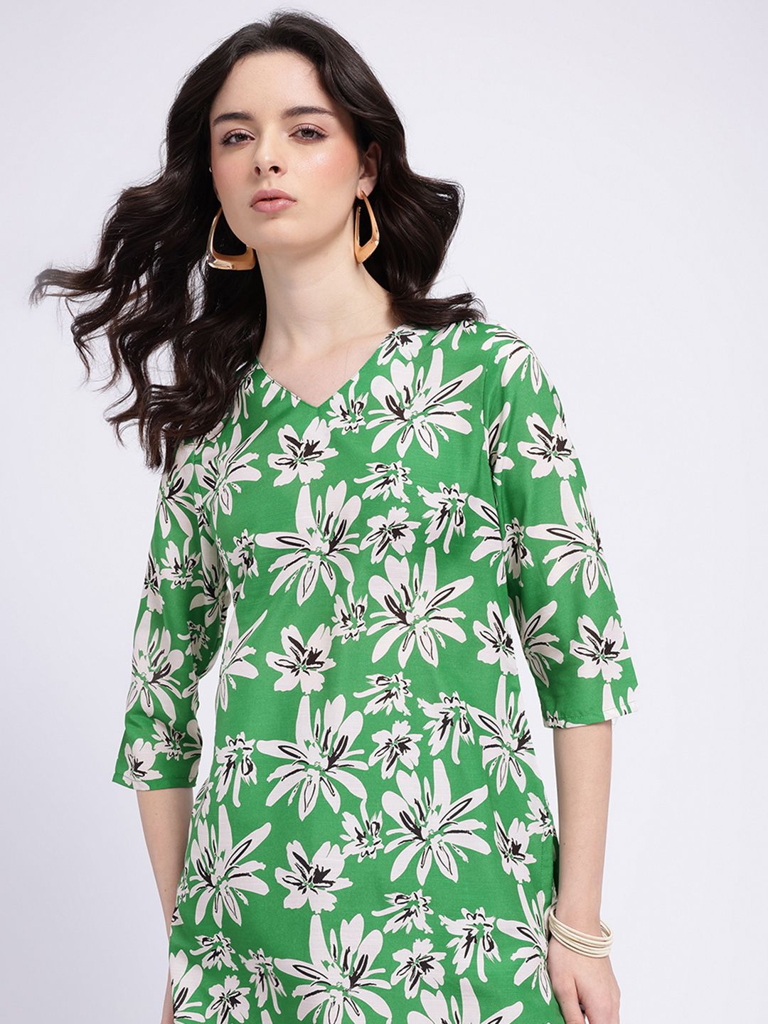Anouk Rustic Indie Floral Printed V-Neck Kurti-picture-31