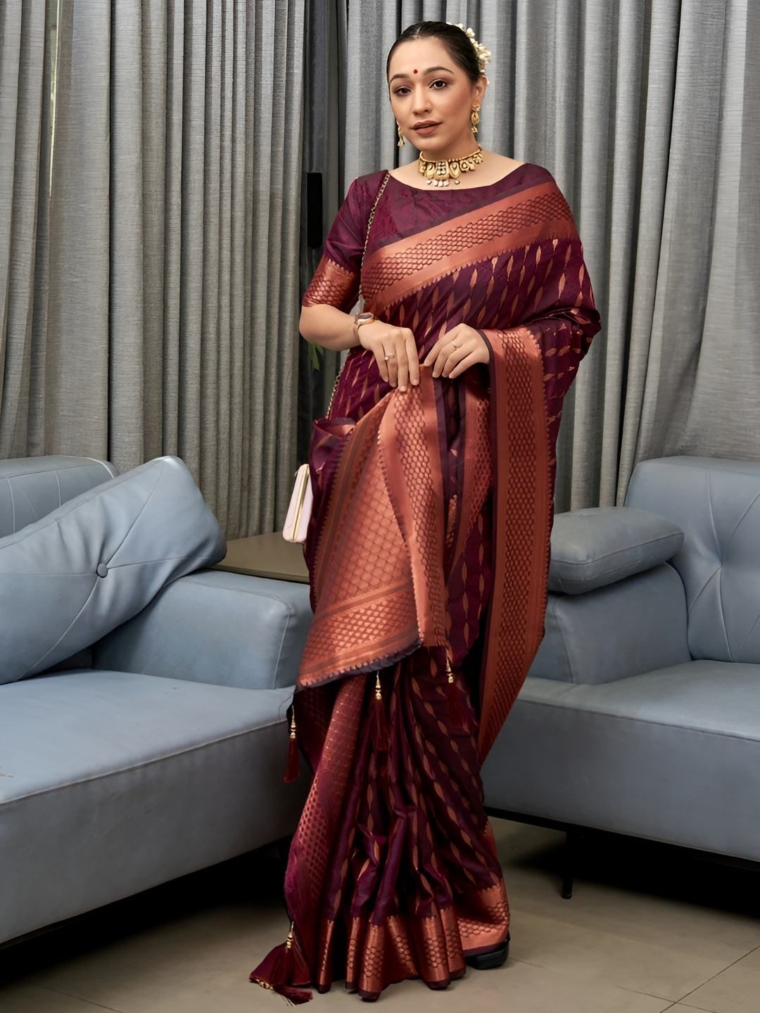 SWEETPEL Woven Design Zari Banarasi Saree-picture-40