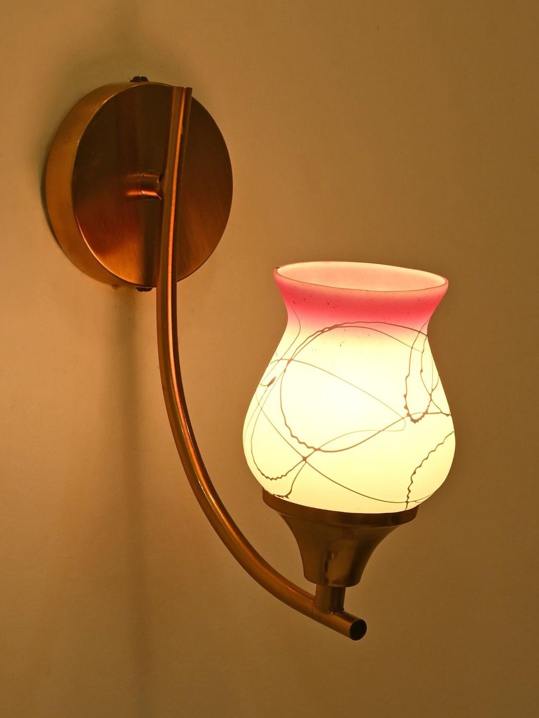 1ST TIME Pink & White Printed Glass Traditional Wall Lamp-picture-24