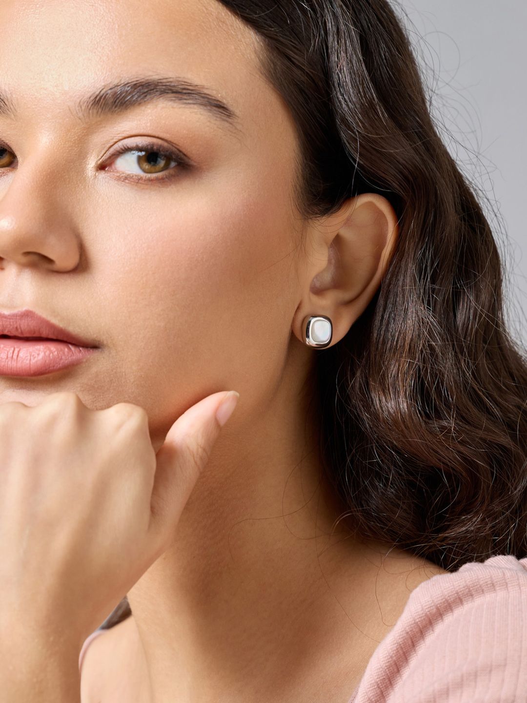 Kushal's Fashion Jewellery Rhodium-Plated Zircon Studded Classic Studs-picture-12