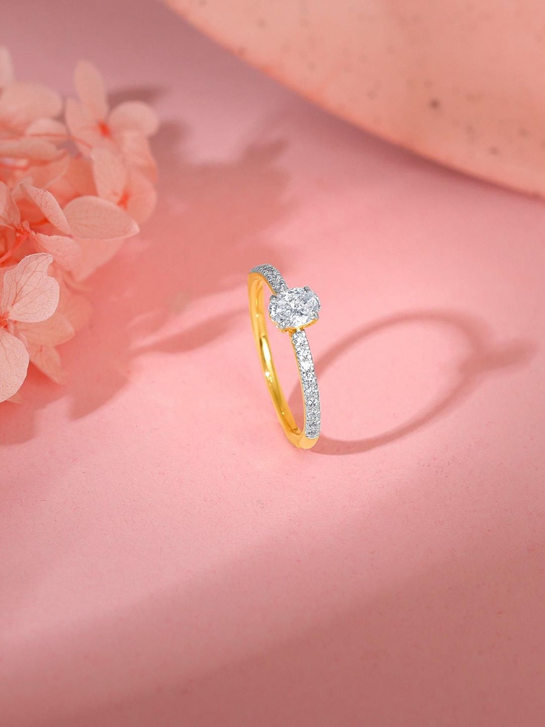 GIVA 18 Kt Gold Ovate Solitaire Ring With -0.59Carat Lab Grown Diamond -1.7g-picture-39