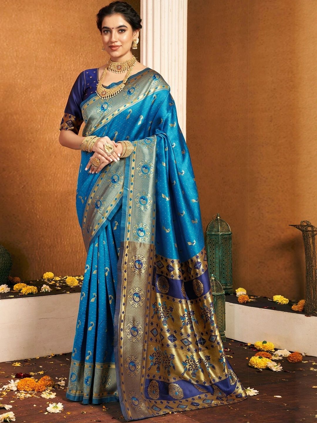 Aagrahi fashion Ethnic Motifs Woven Design Zari Paithani Saree-picture-11