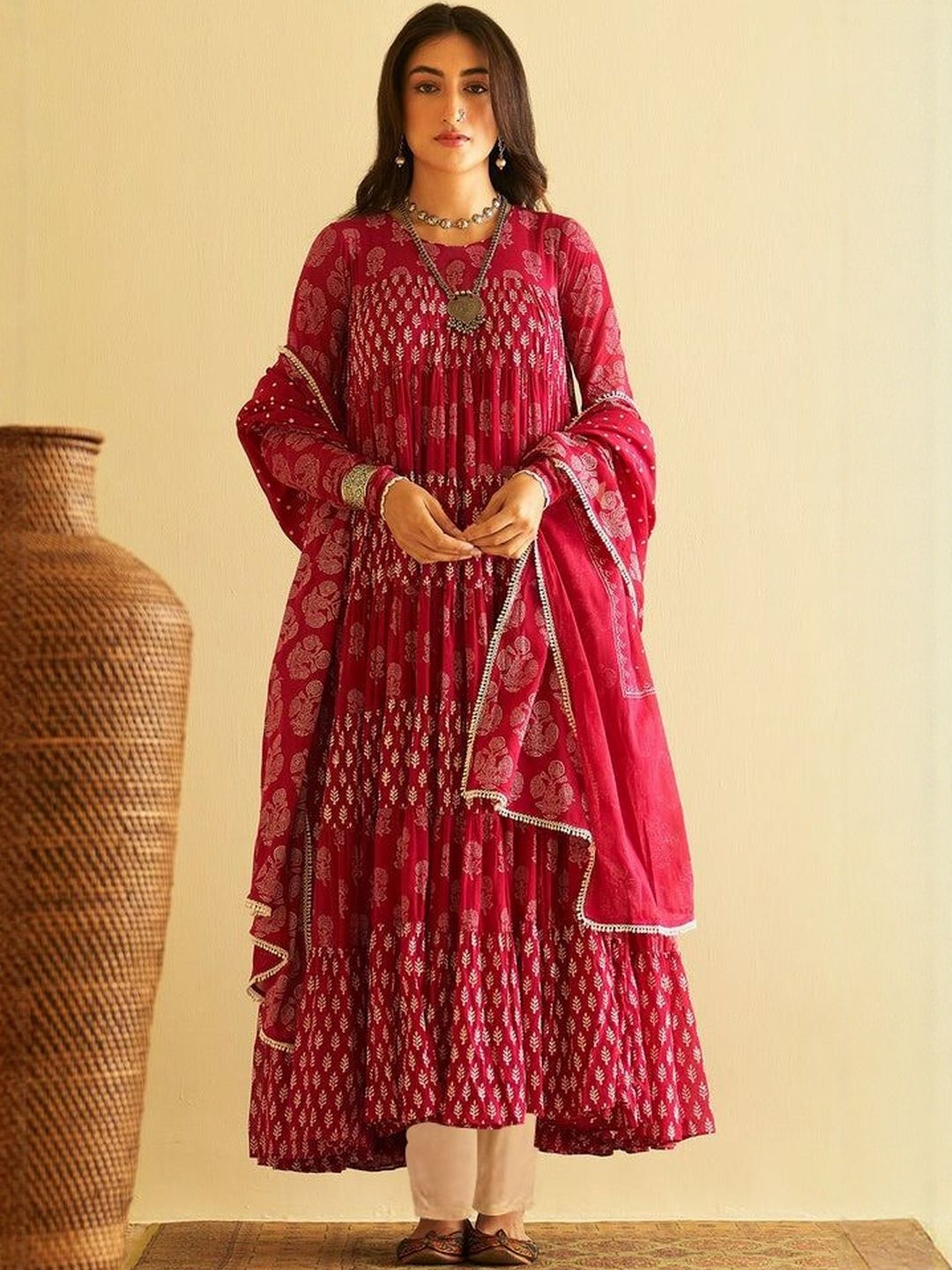 Aaghnya Women Printed Regular Kurta with Trousers & With Dupatta-picture-36