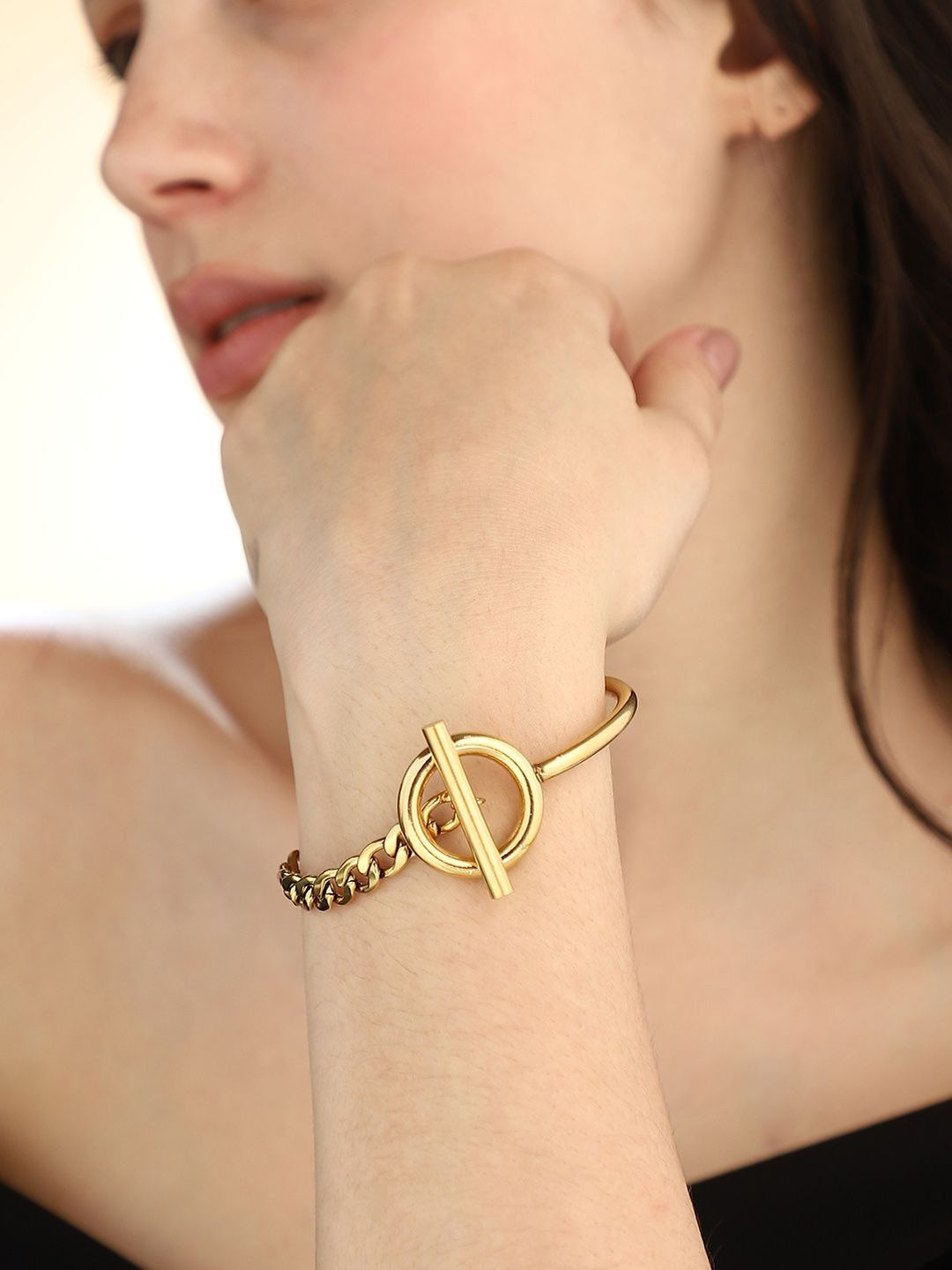SOHI Women Gold-Plated Interlock-Bar Link Bracelet-picture-37
