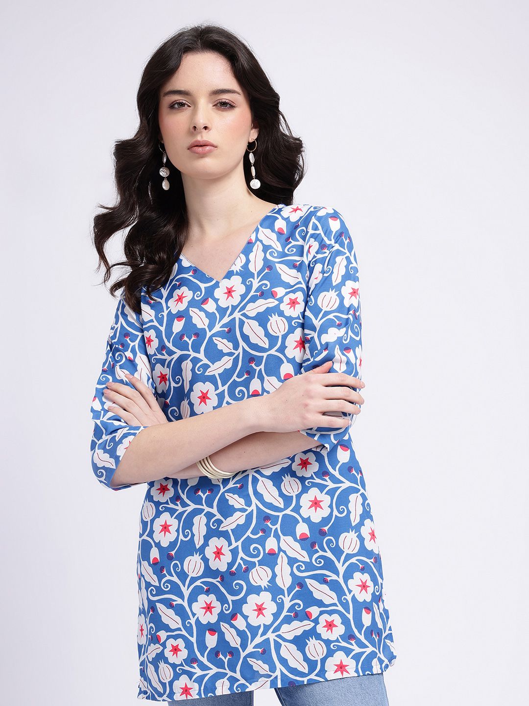 Anouk Rustic Floral Printed V-Neck Kurti-picture-30