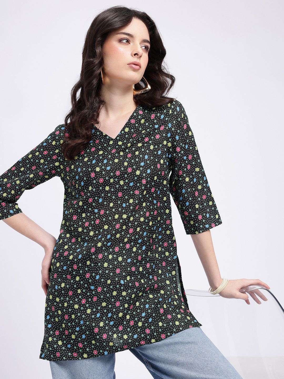 Anouk Rustic Abstract Printed V-Neck Kurti-picture-37