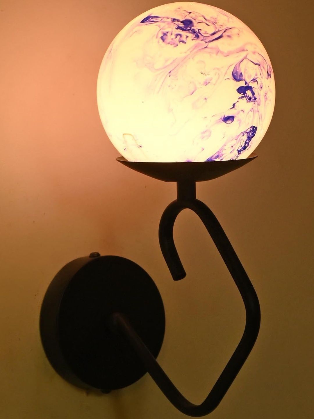 1ST TIME Blue & White Printed Glass Cylinder Shaped Wall Lamp-picture-35