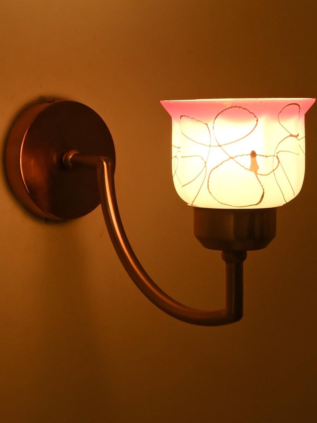 1ST TIME Pink & White Printed Glass Traditional Cylinder Shaped Wall Lamp-picture-20