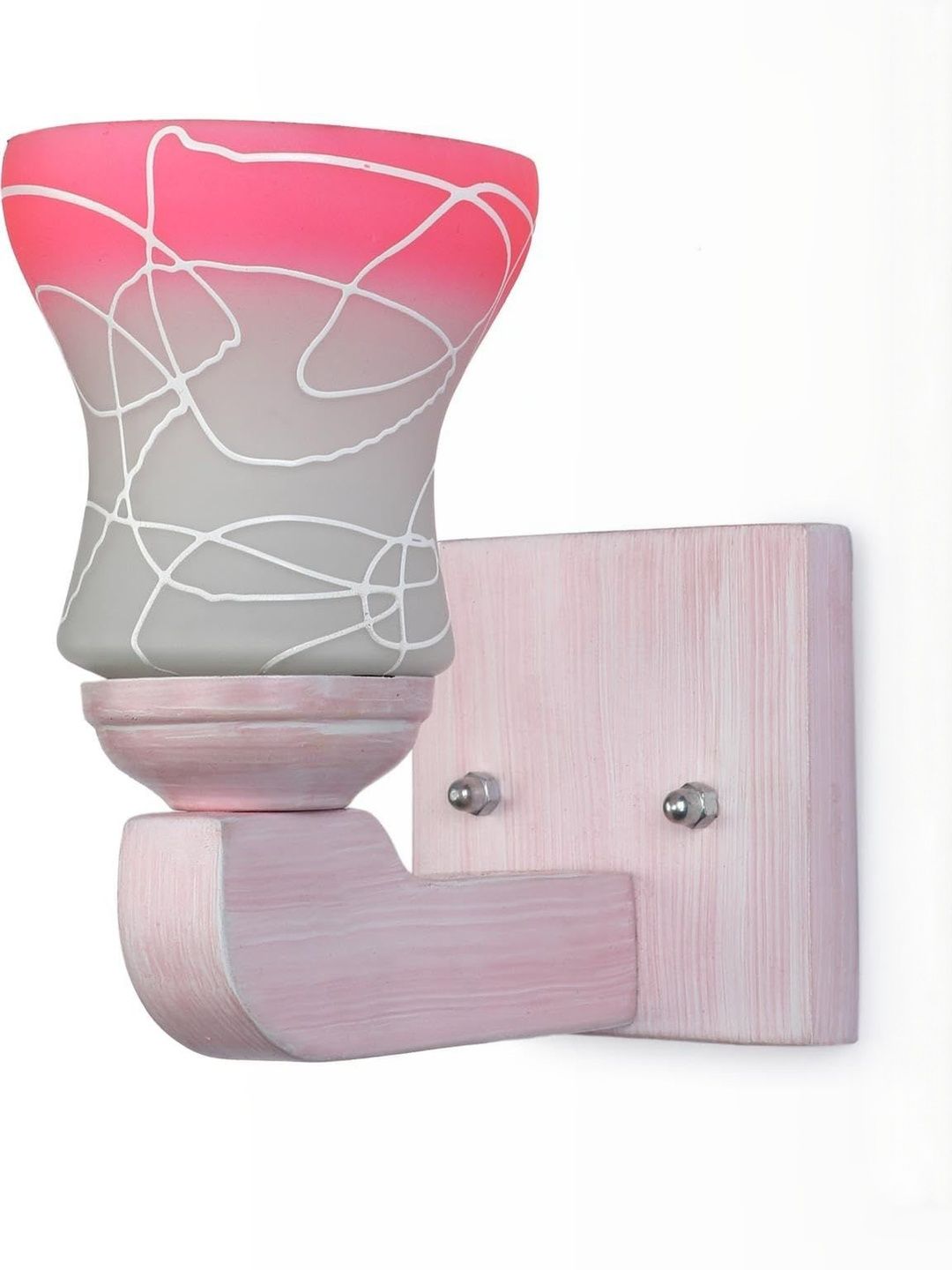 1ST TIME Pack Of 4 Pink & White Glass Traditional Cylinder Shaped Wall Lamps-picture-16