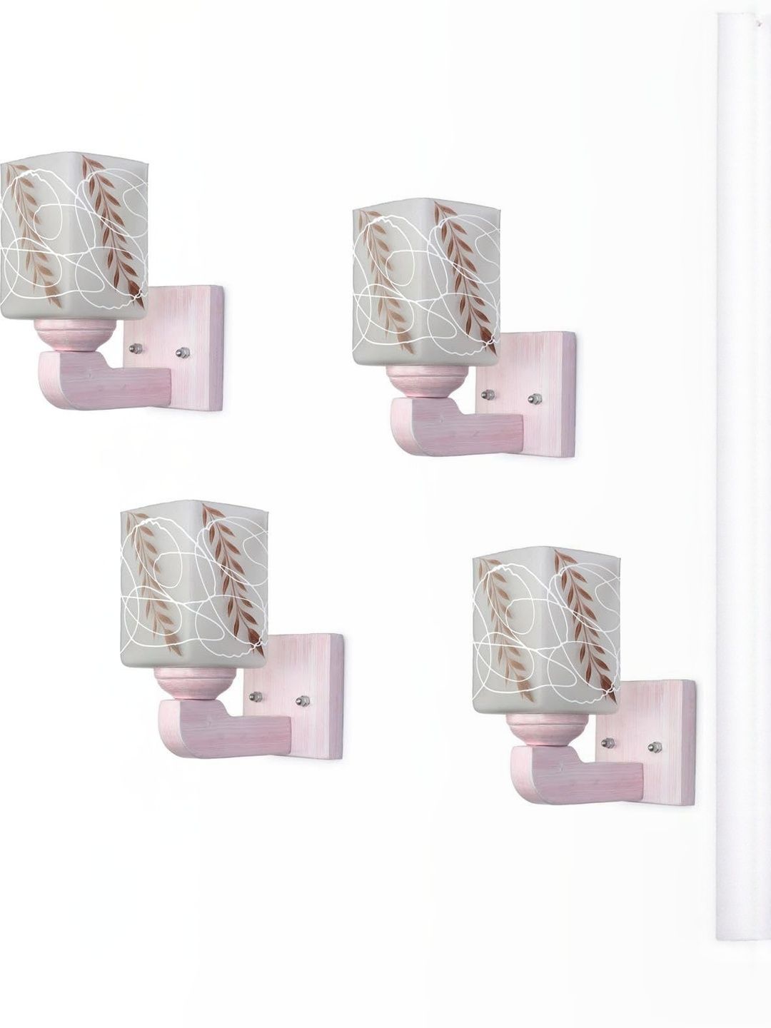 1ST TIME Pack of 4 Brown & White Glass Rectangular Shaped Wall Lamp-picture-28