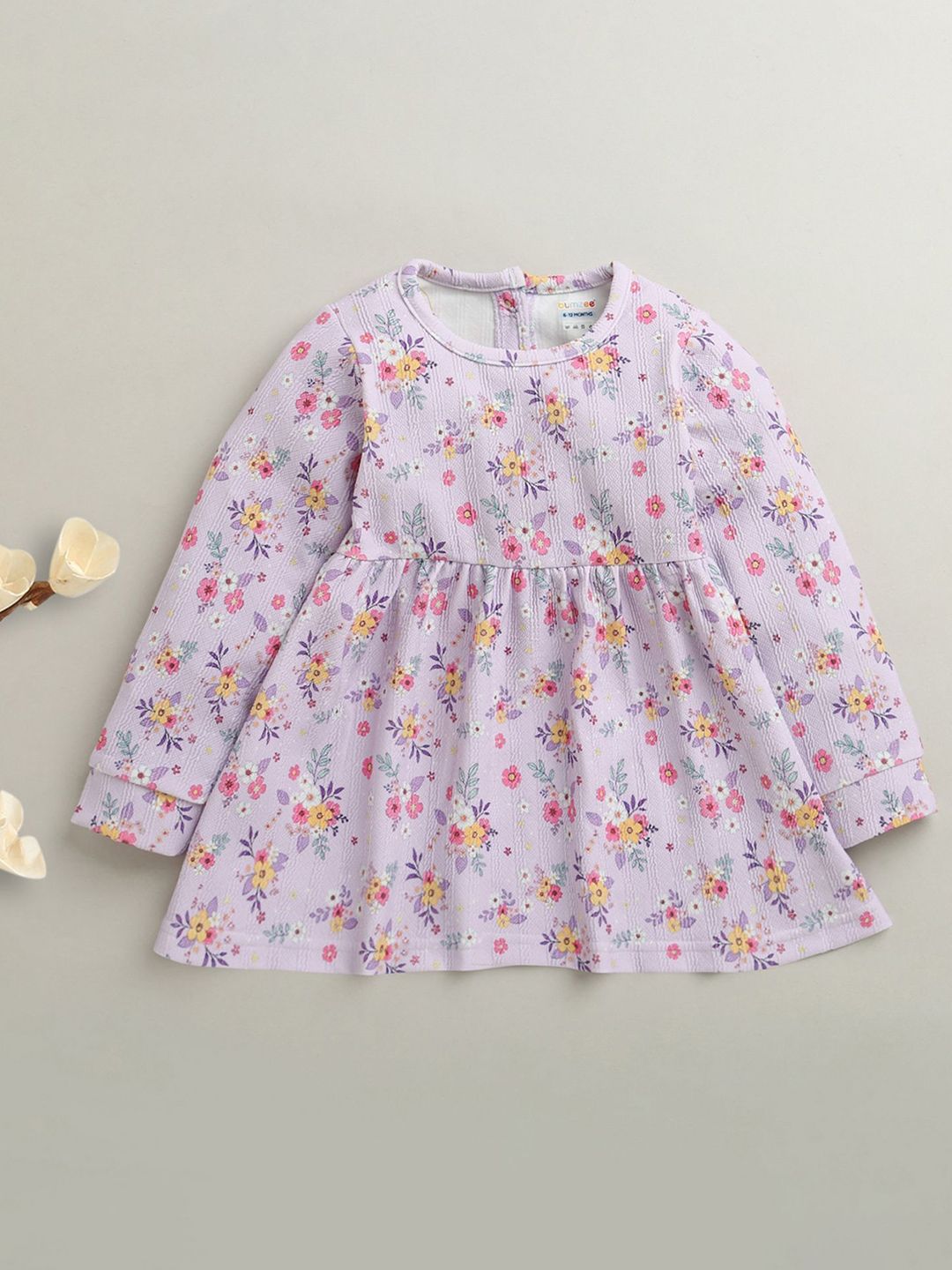BUMZEE Girls Floral Printed Round Neck Fit & Flare Dress-picture-21