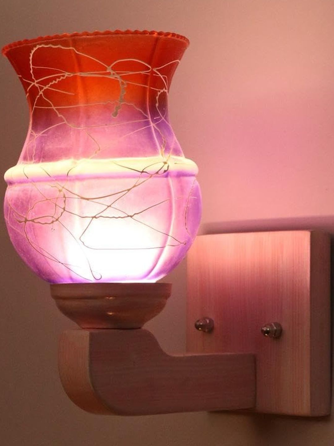 1ST TIME Pink & Blue Glass Textured Cylinder Shaped Decorative Wall Lamp-picture-26