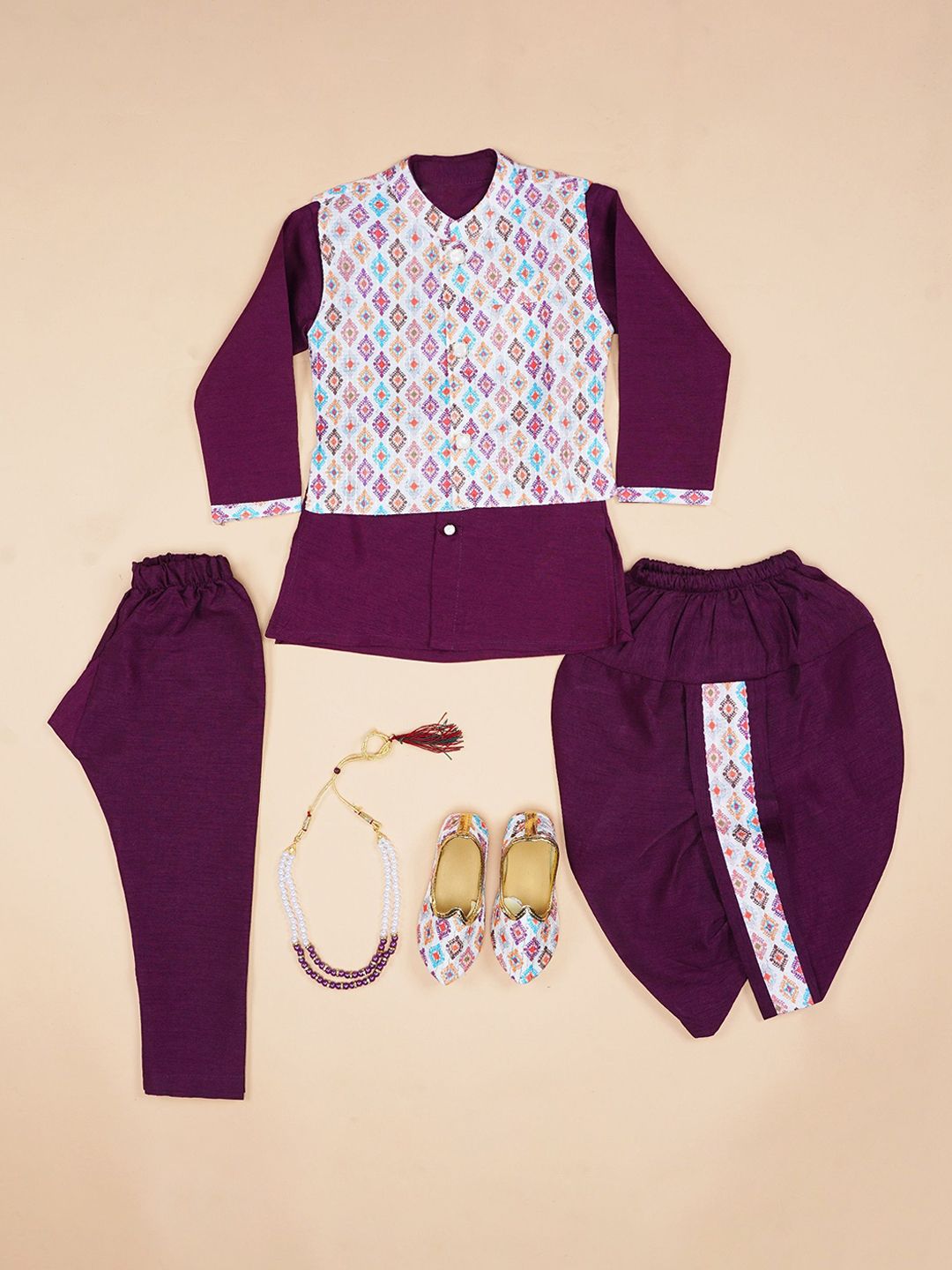 BAESD Boys Embroidered Kurta with Dhoti Pants-image-7
