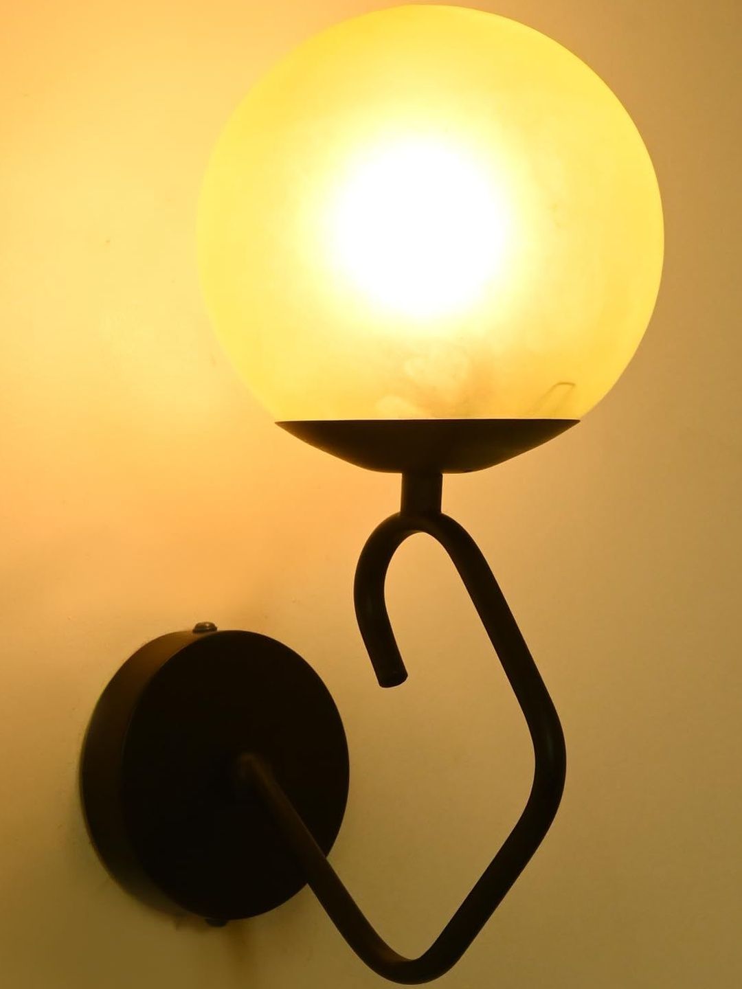 1ST TIME Yellow & Black Glass Spherical Shaped Wall Lamp-picture-28