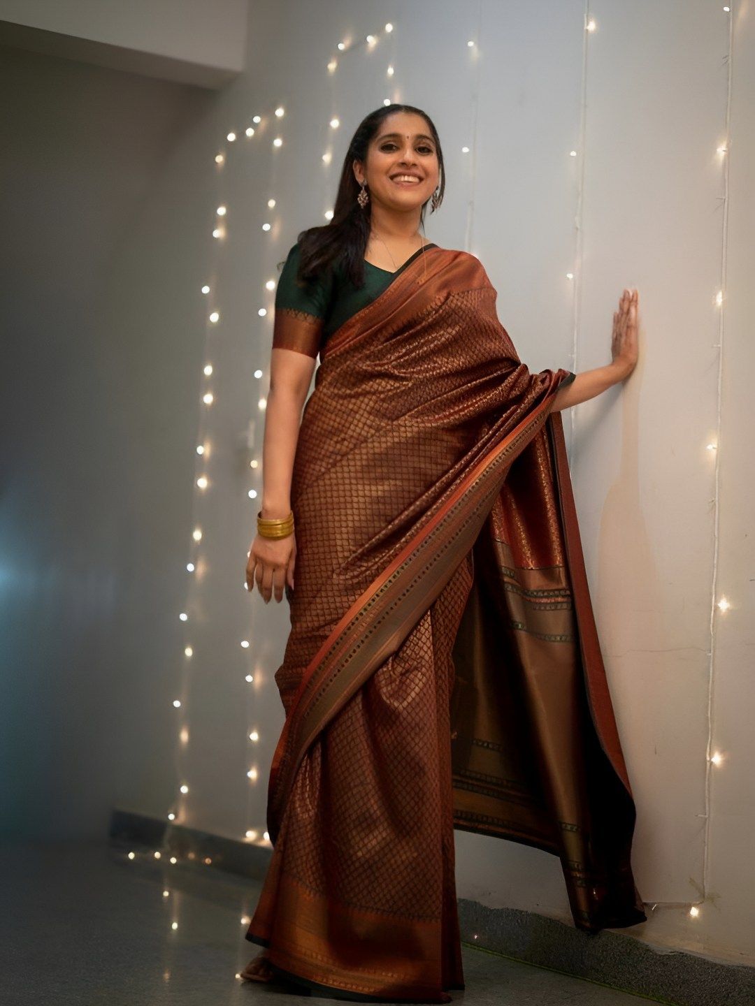 SWEETPEL Geometric Woven Design Banarasi Saree-picture-27