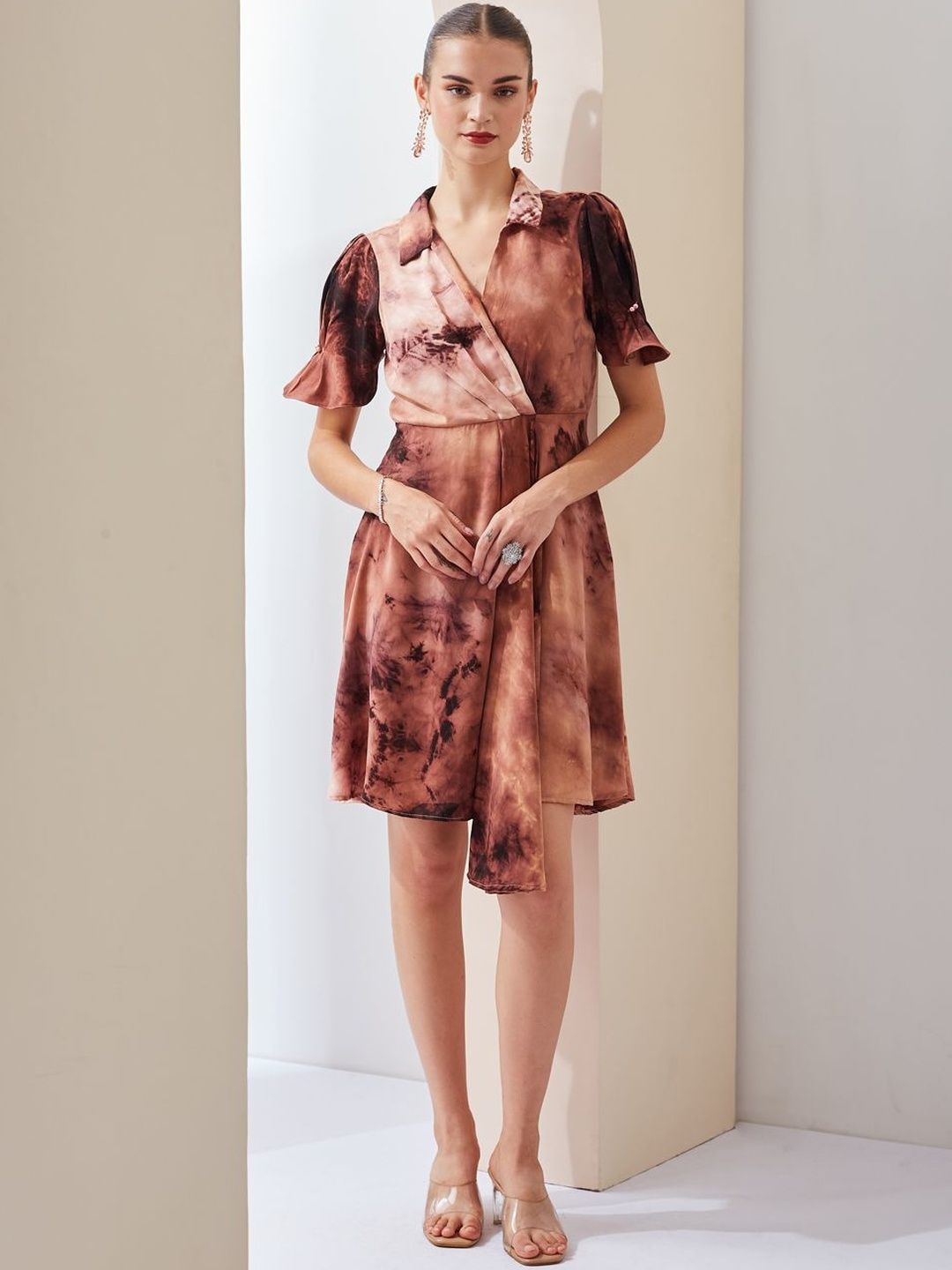 Latin Quarters Tie and Dye Shirt Collar Wrap Dress-picture-12