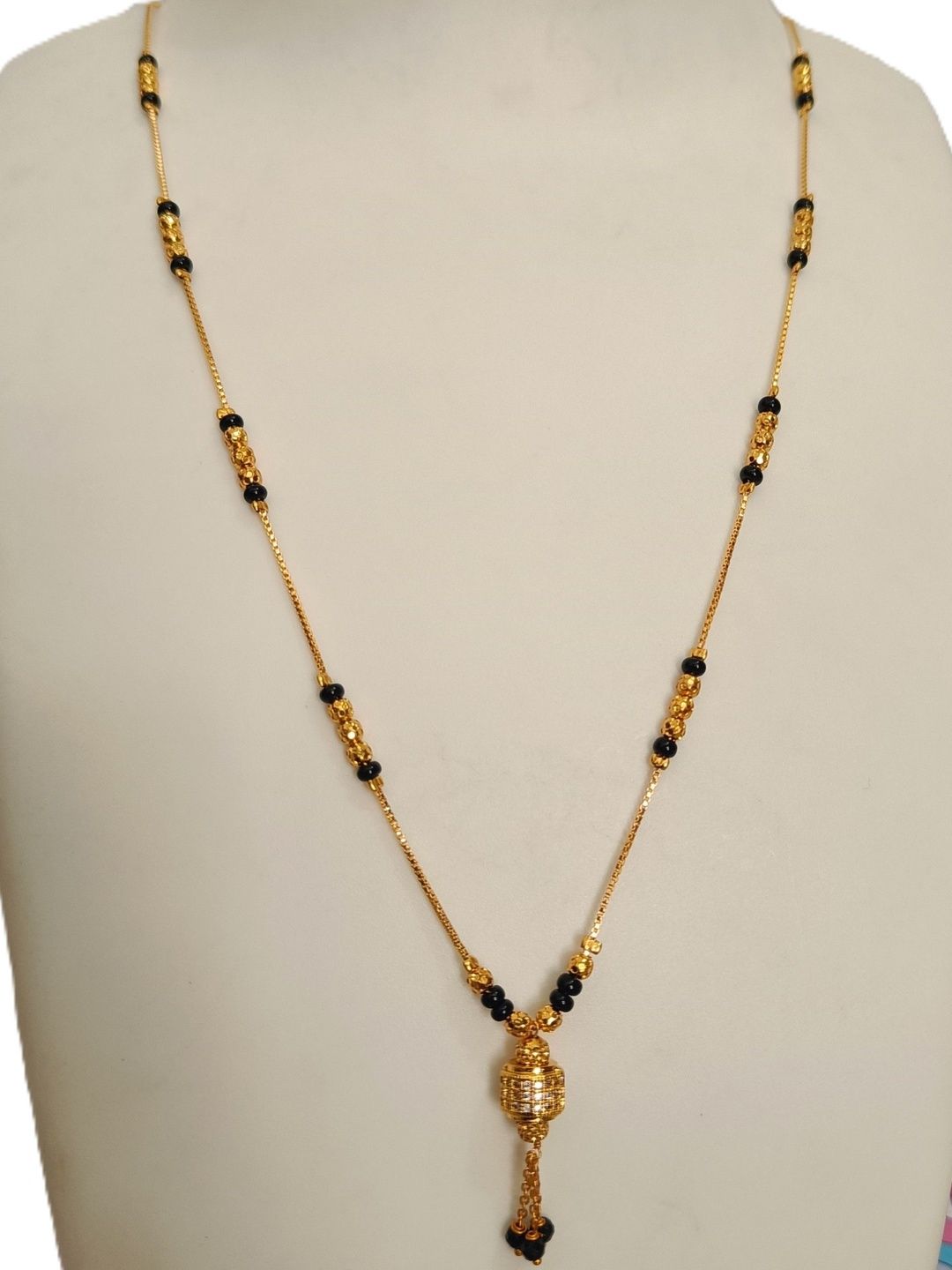 Queenzart Brass Gold-Plated Artificial Stones and Beads Mangalsutra-picture-41