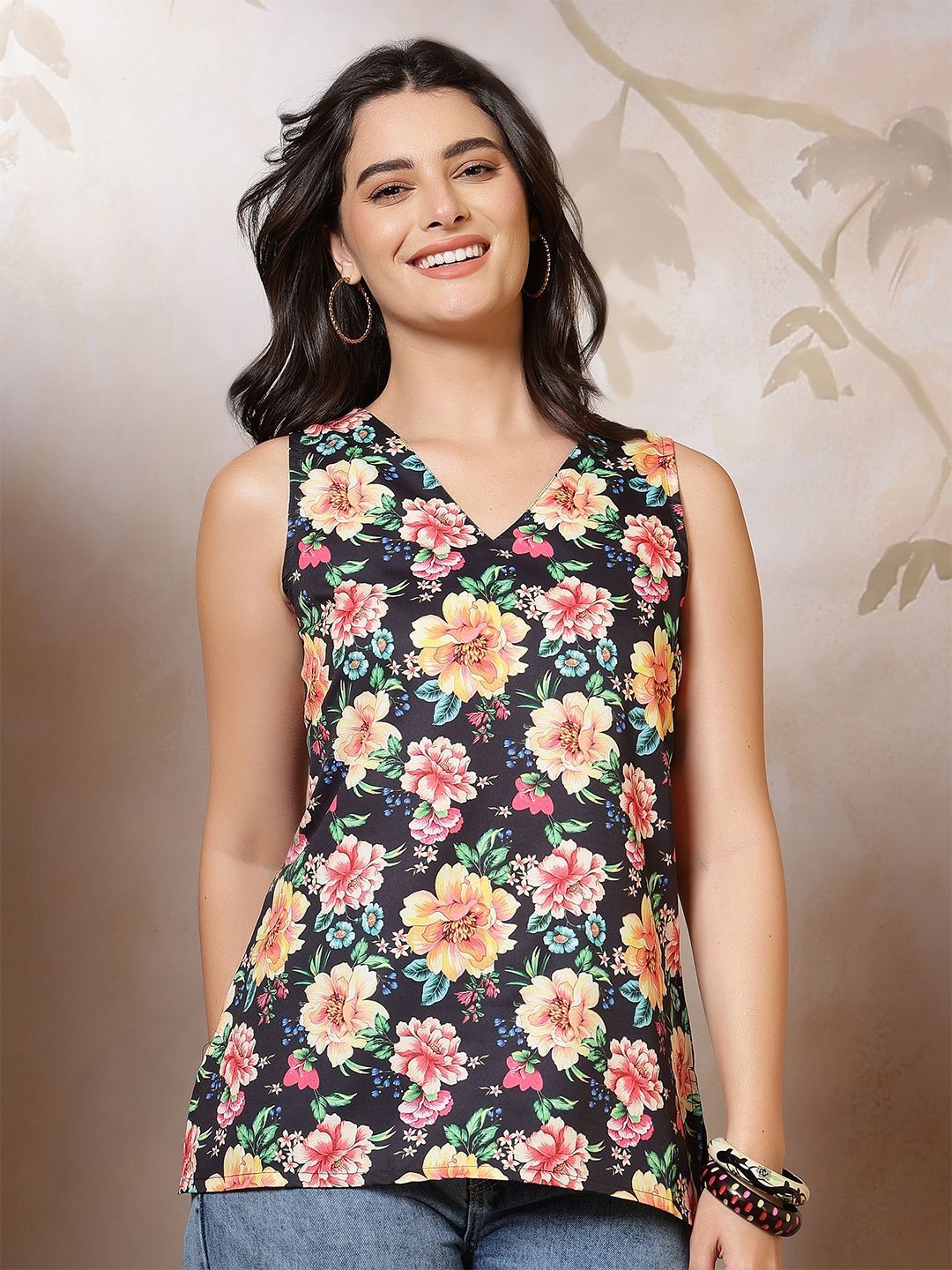 Anouk Rustic Women Floral Printed V-Neck Regular Top-picture-57
