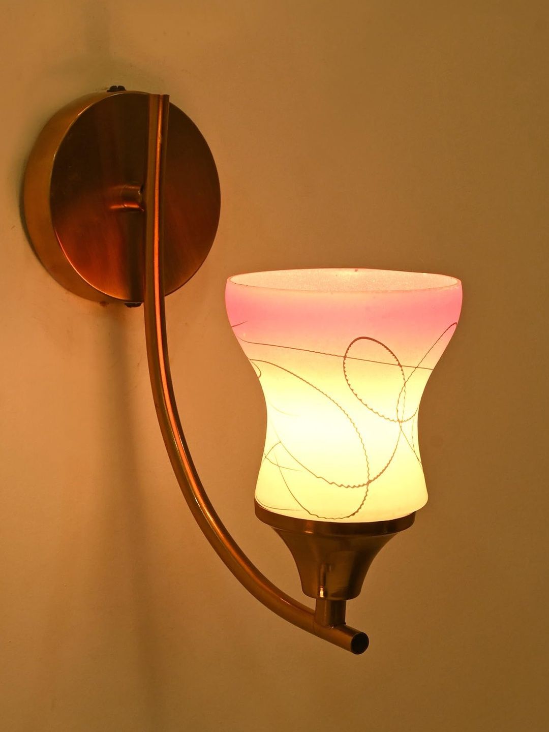 1ST TIME Pink & White Printed Glass Traditional Cylinder Wall Lamps Wall Lamps-picture-11